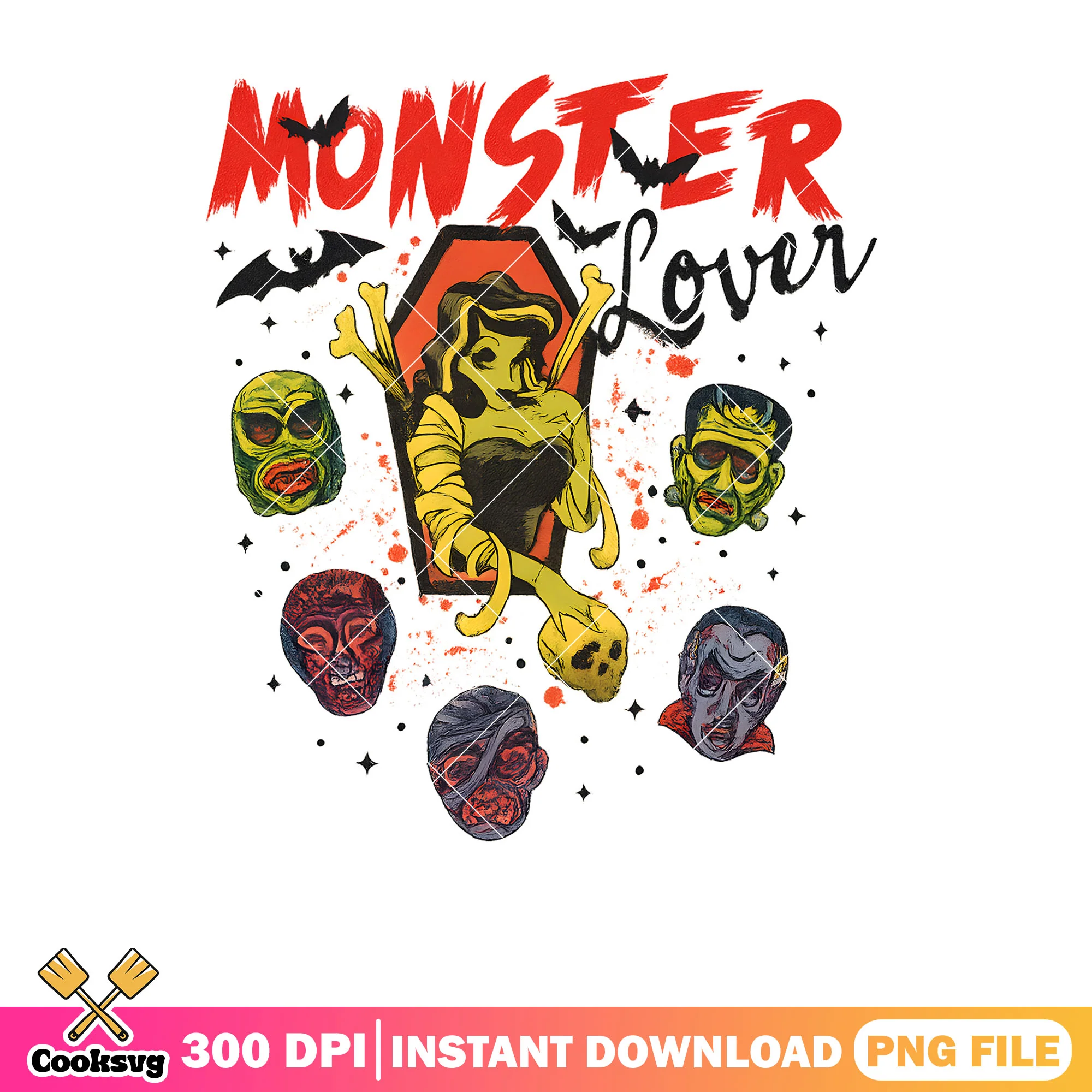 Monster lover horror png, halloween monster png, love halloween png
