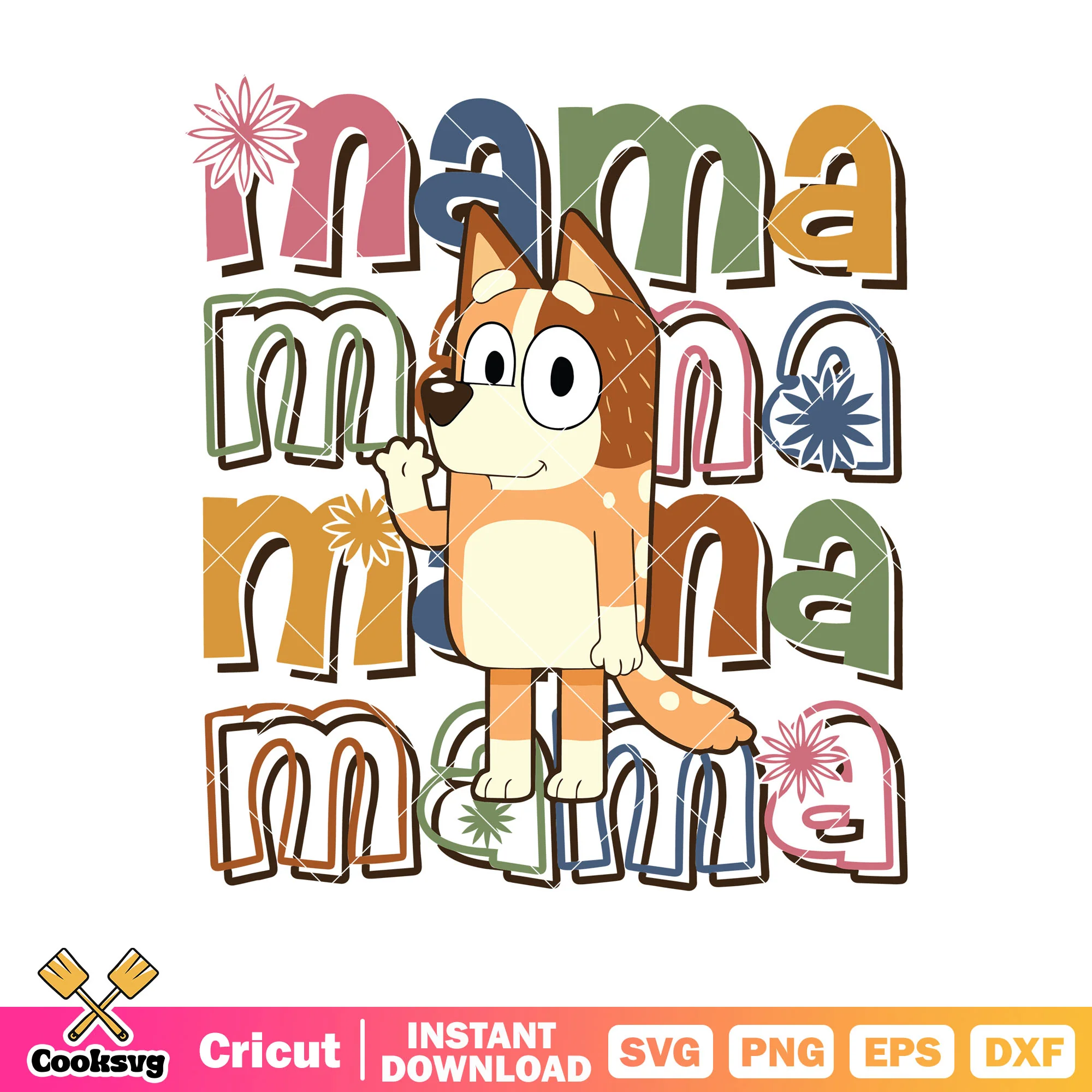 Mother day cartoon bluey mama svg, bluey font svg, character bluey svg