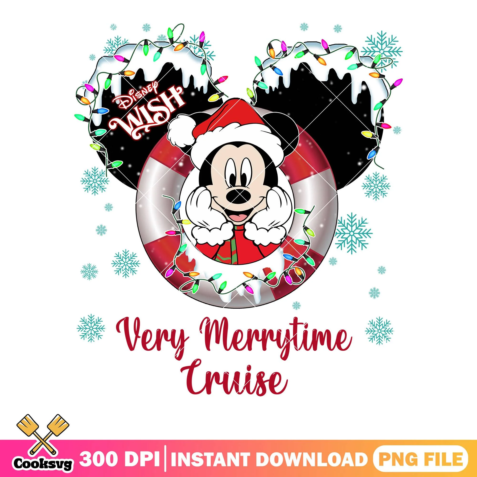 Mouse santa wish png, very merrytime cruise png, mickey mouse png