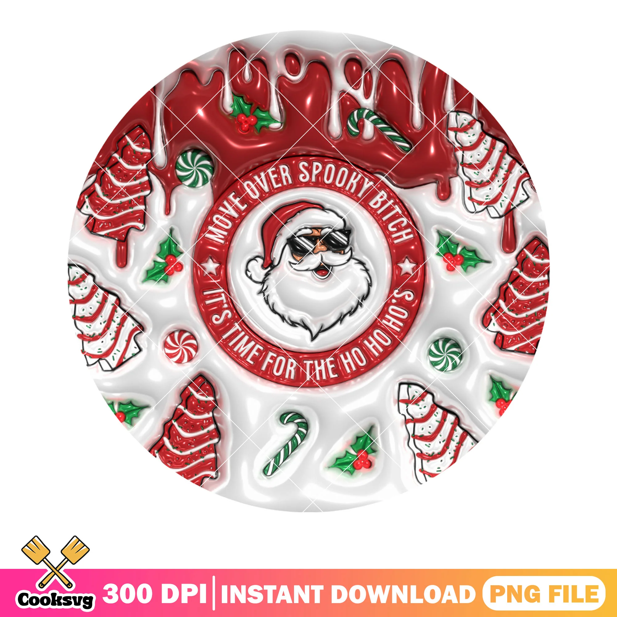 Move over spooky bitch png, santa claus png, christmas decore png