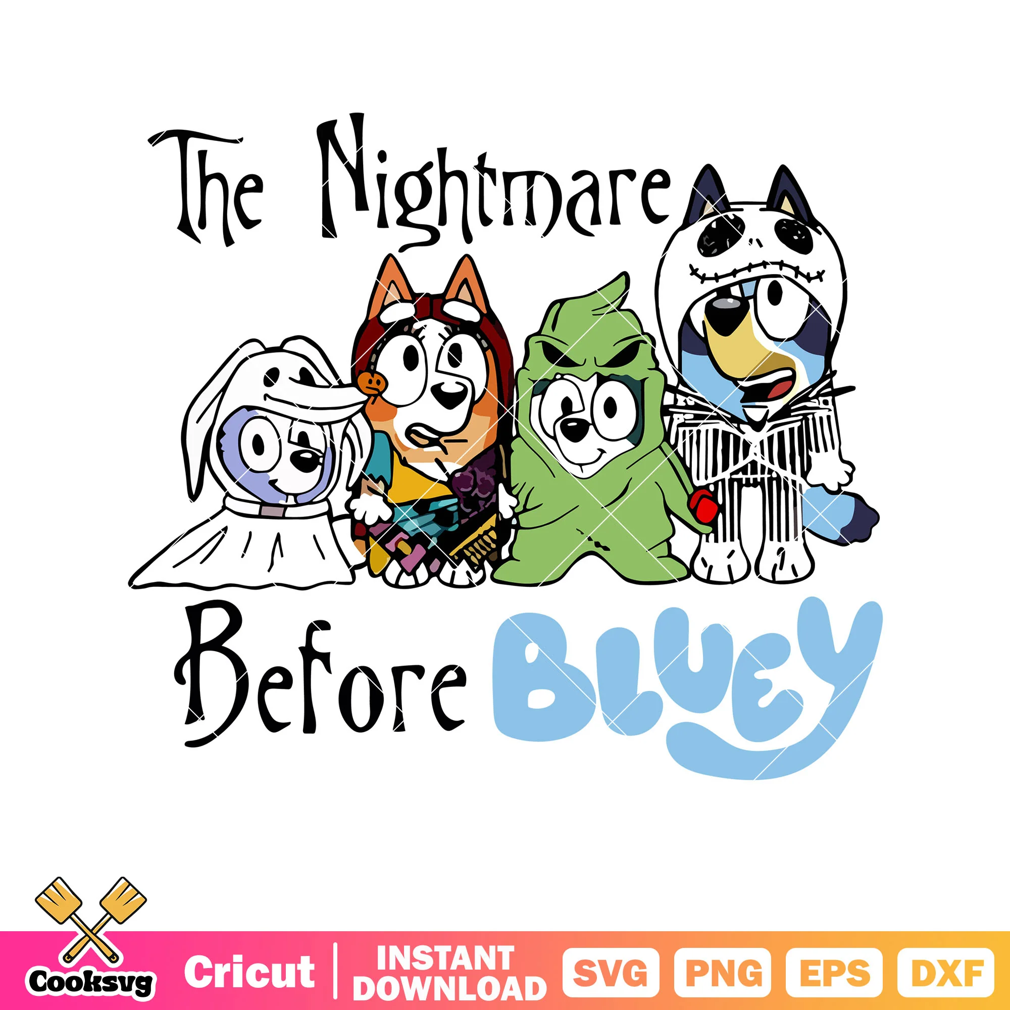 Movie horror the nightmare before bluey svg, halloween 2 svg, cartoon bluey svg