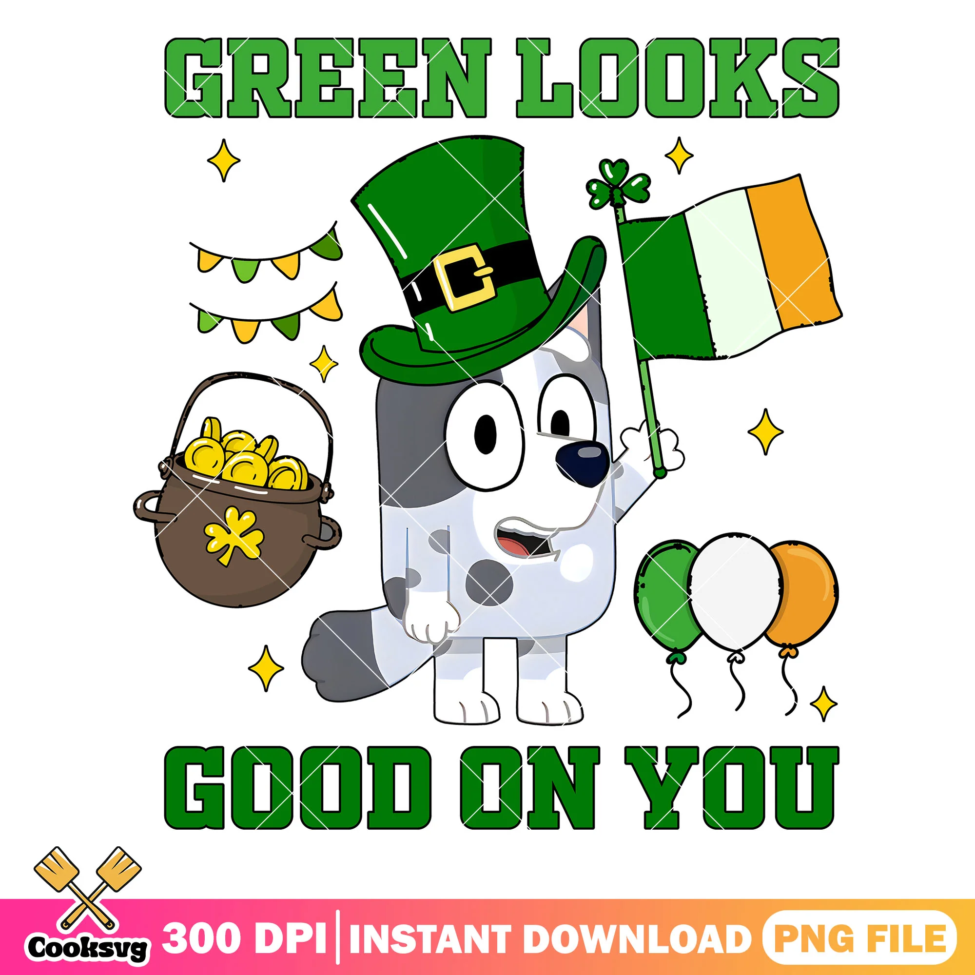 Muffin dog green looks good on you png, st patricks day muffins png