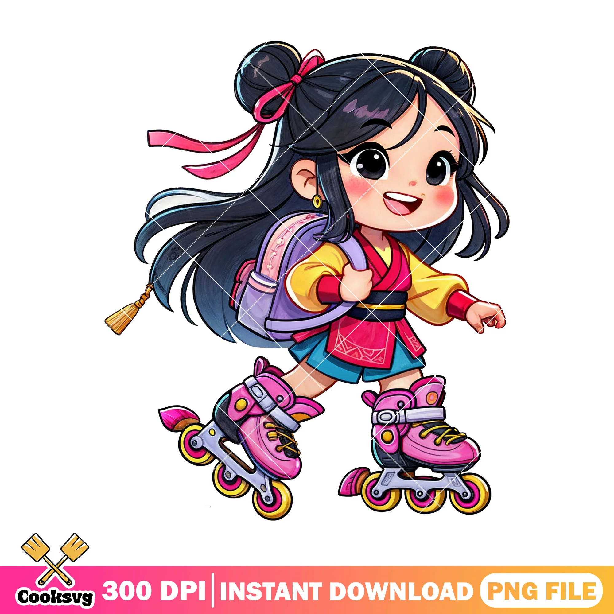 Mulan cute illustration png, go back to school png, disney land png