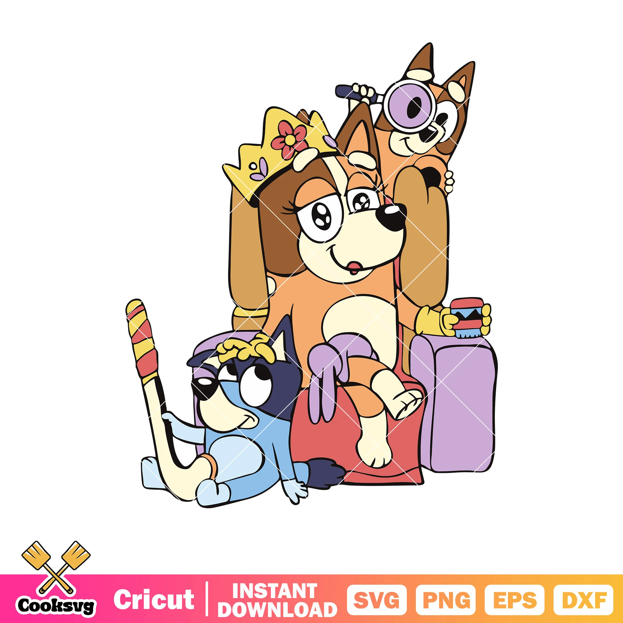Mumlife vintage bluey bingo cartoon svg, bluey family svg, bluey queen svg