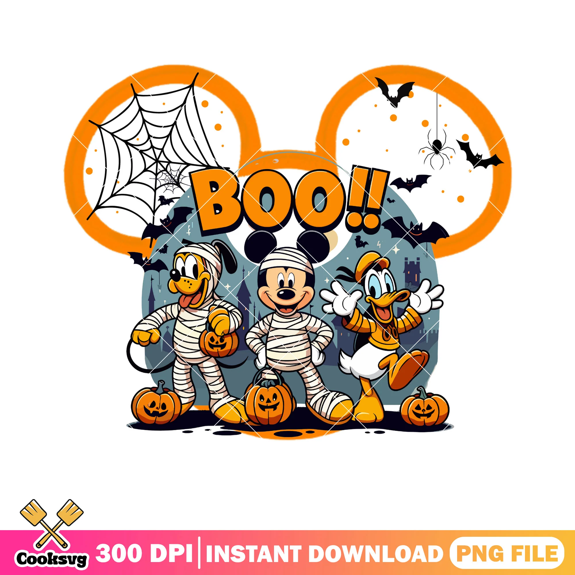 Mummy young goofy png, disney halloween png, full moon night png