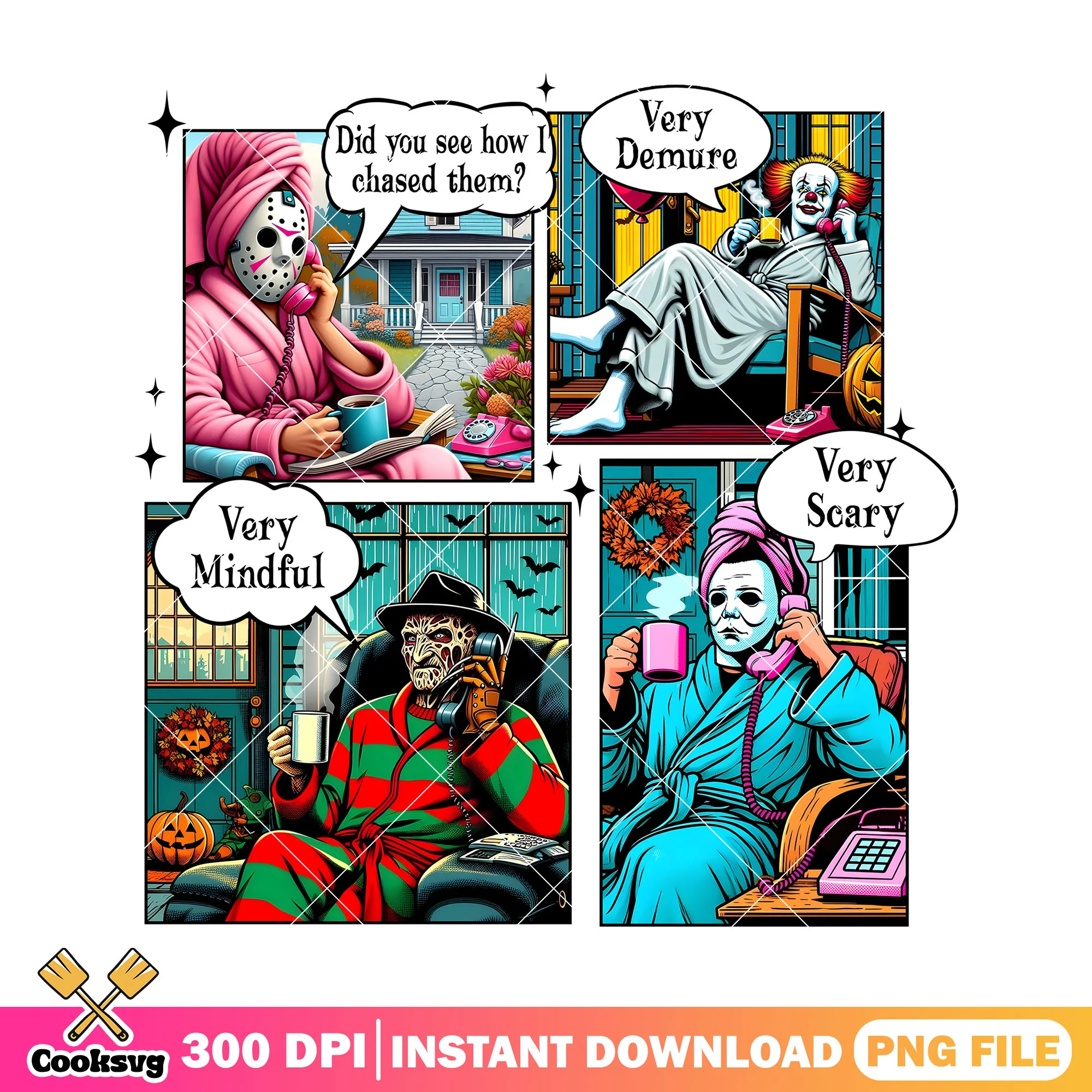 Murderers talking phone png, film horror png, halloween day png