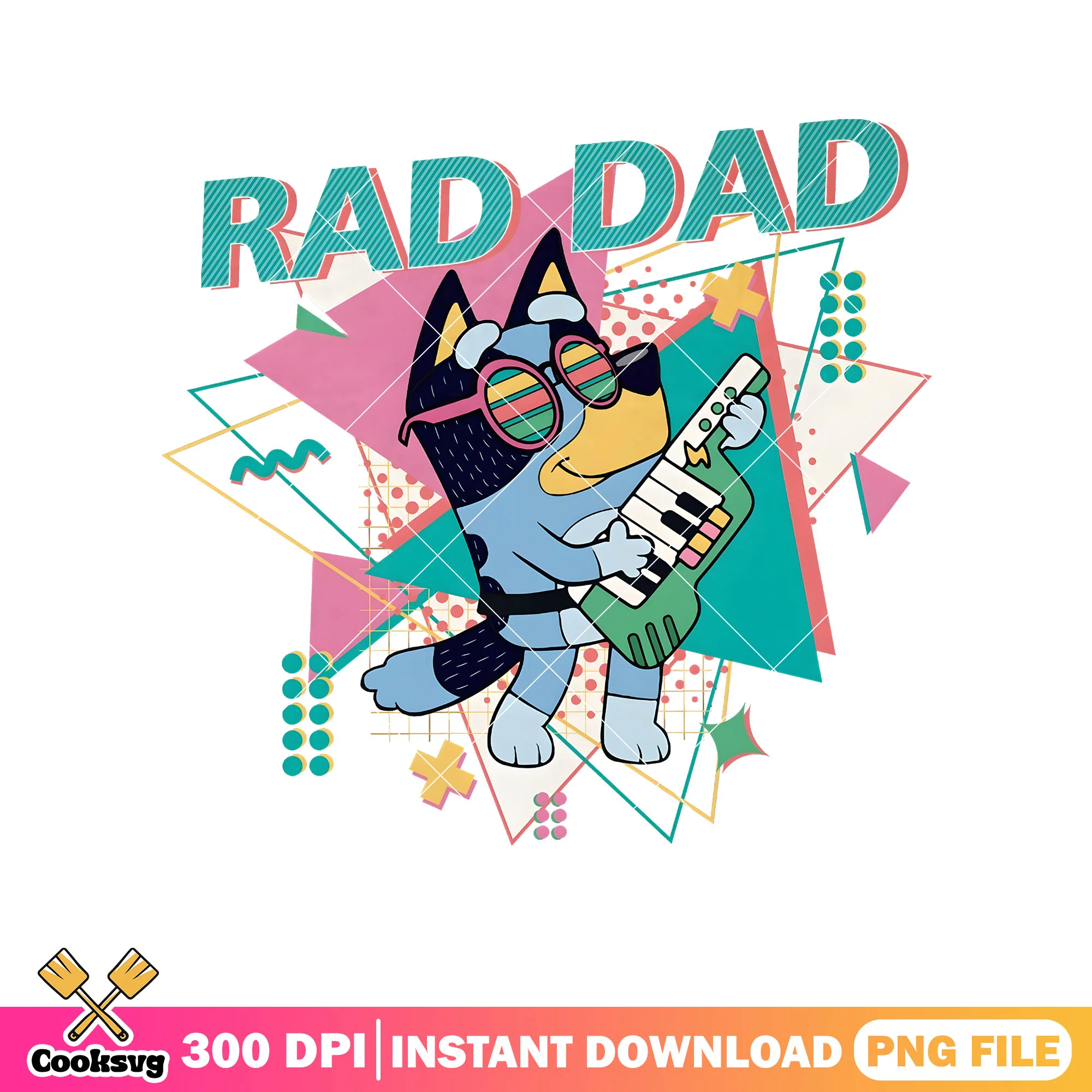 Music bandit bluey rad dad cool png, bluey ornament png, character bluey png