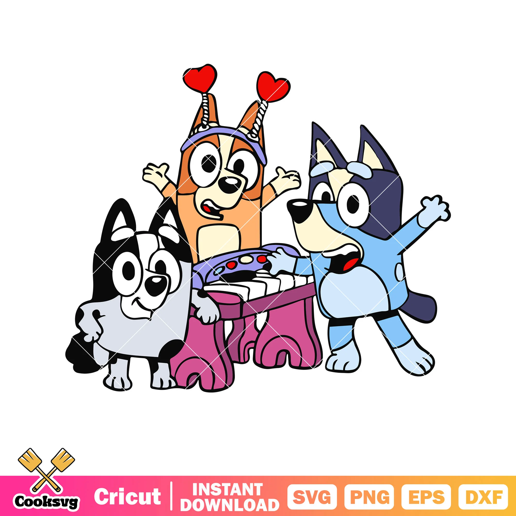 Music embroidery bluey muffin bingo svg, bluey music svg, bluey friends svg