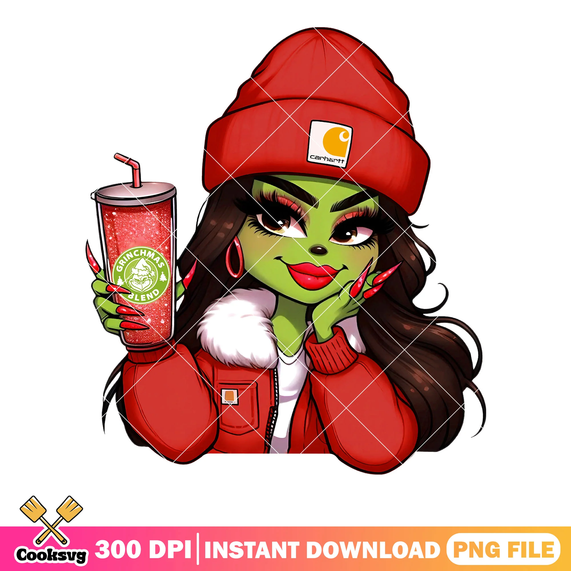 My christmas red grinch girl png, christmas beani png, the grinch png