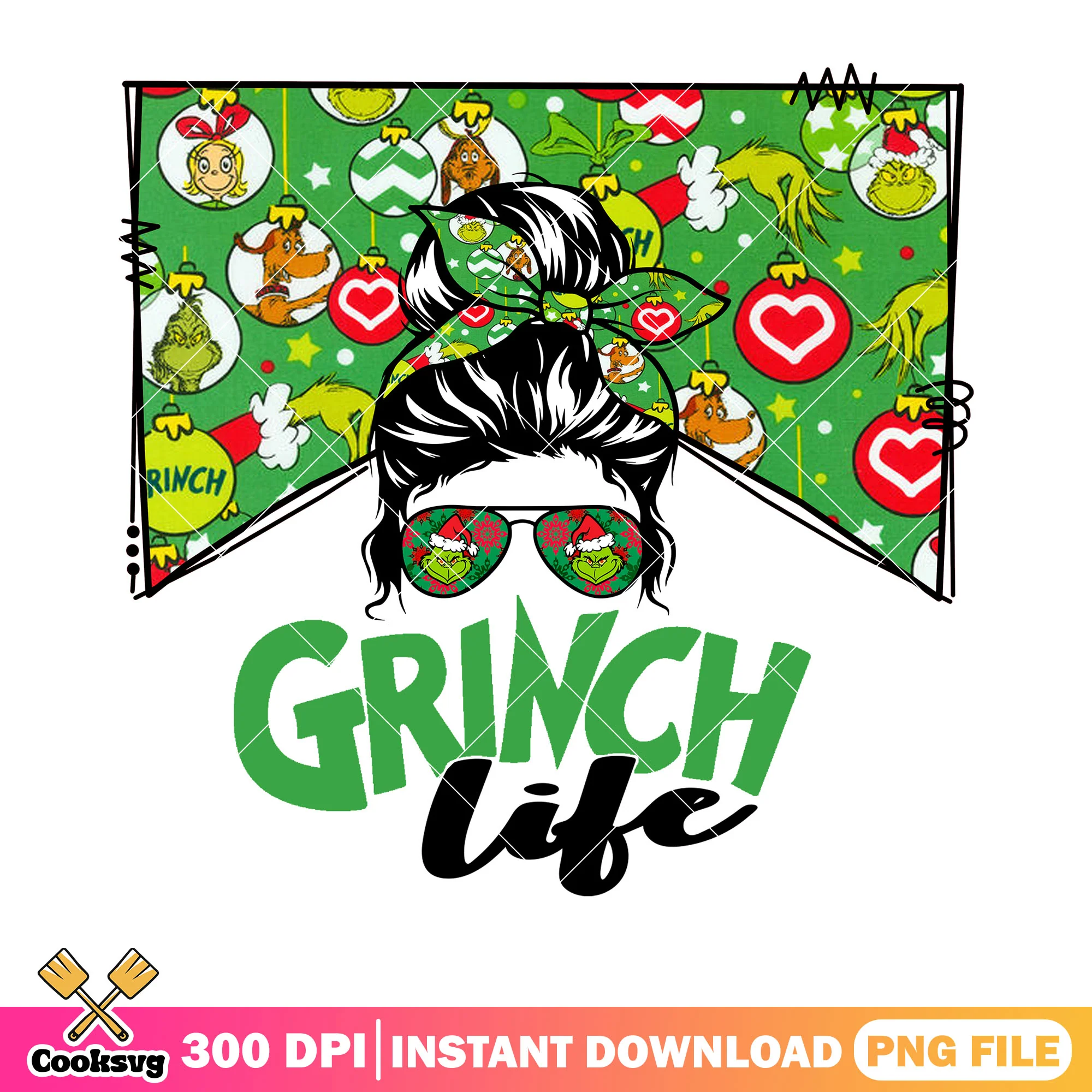 My grinch life png, merry grinchmas png, christmas decor png