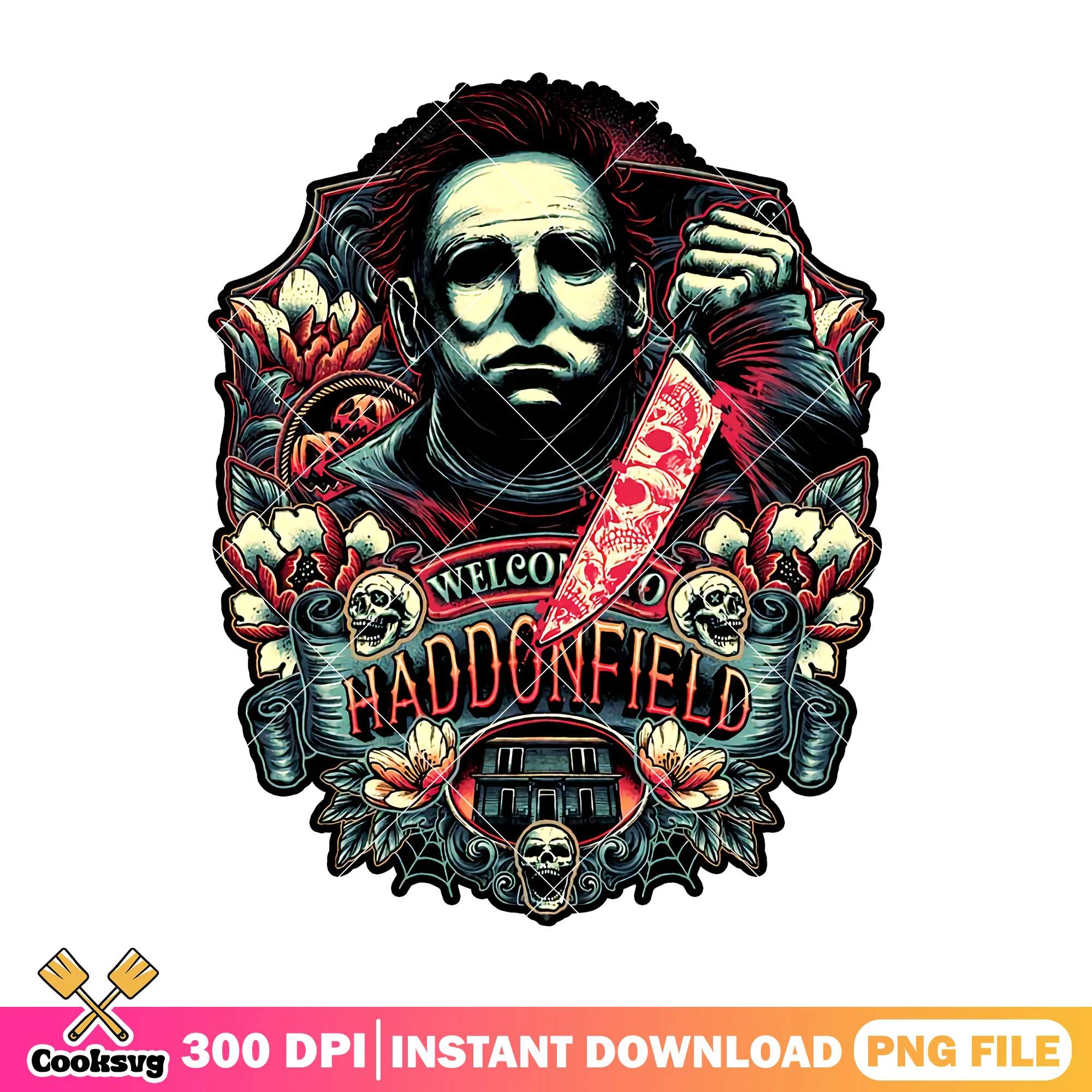 Myers welcome to haddonfield png, halloween villains png