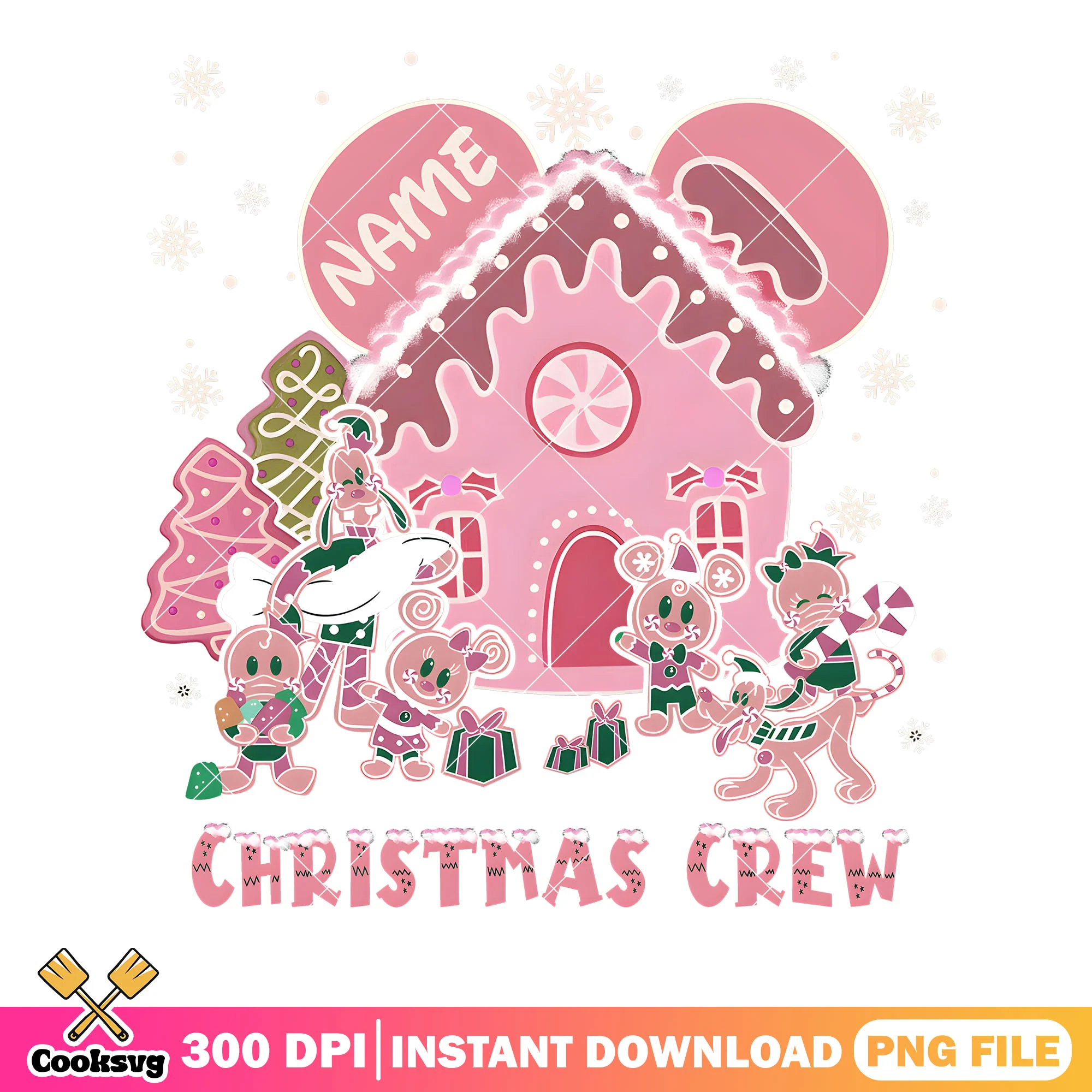 Name christmas crew png, christmas snacks png, mickey and friends png