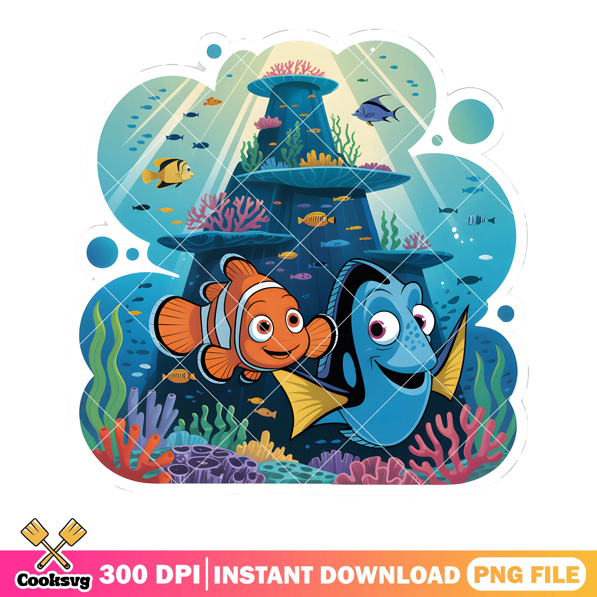 NEmo and dory coral home png, dory finding nemo png, disney character png