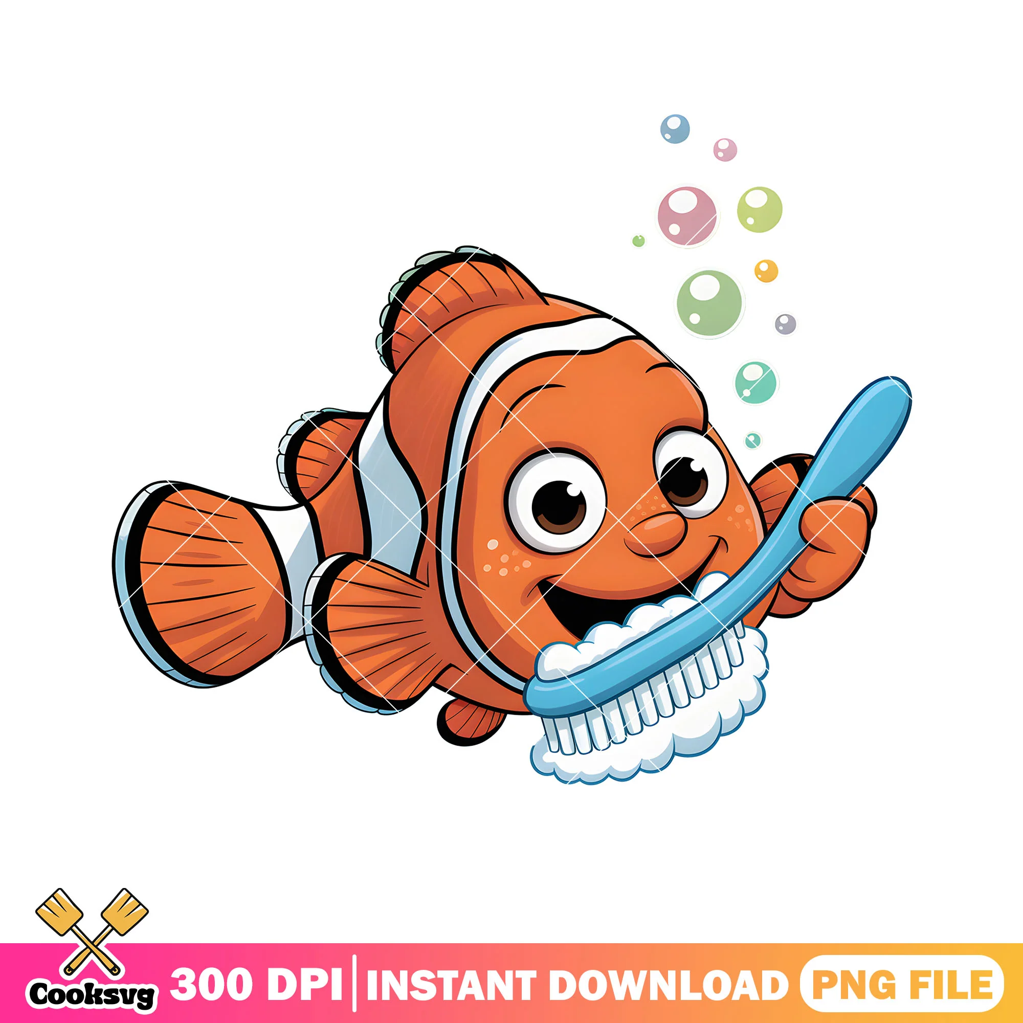 Nemo brush teeth png, disney nemo png, clownfish nemo png
