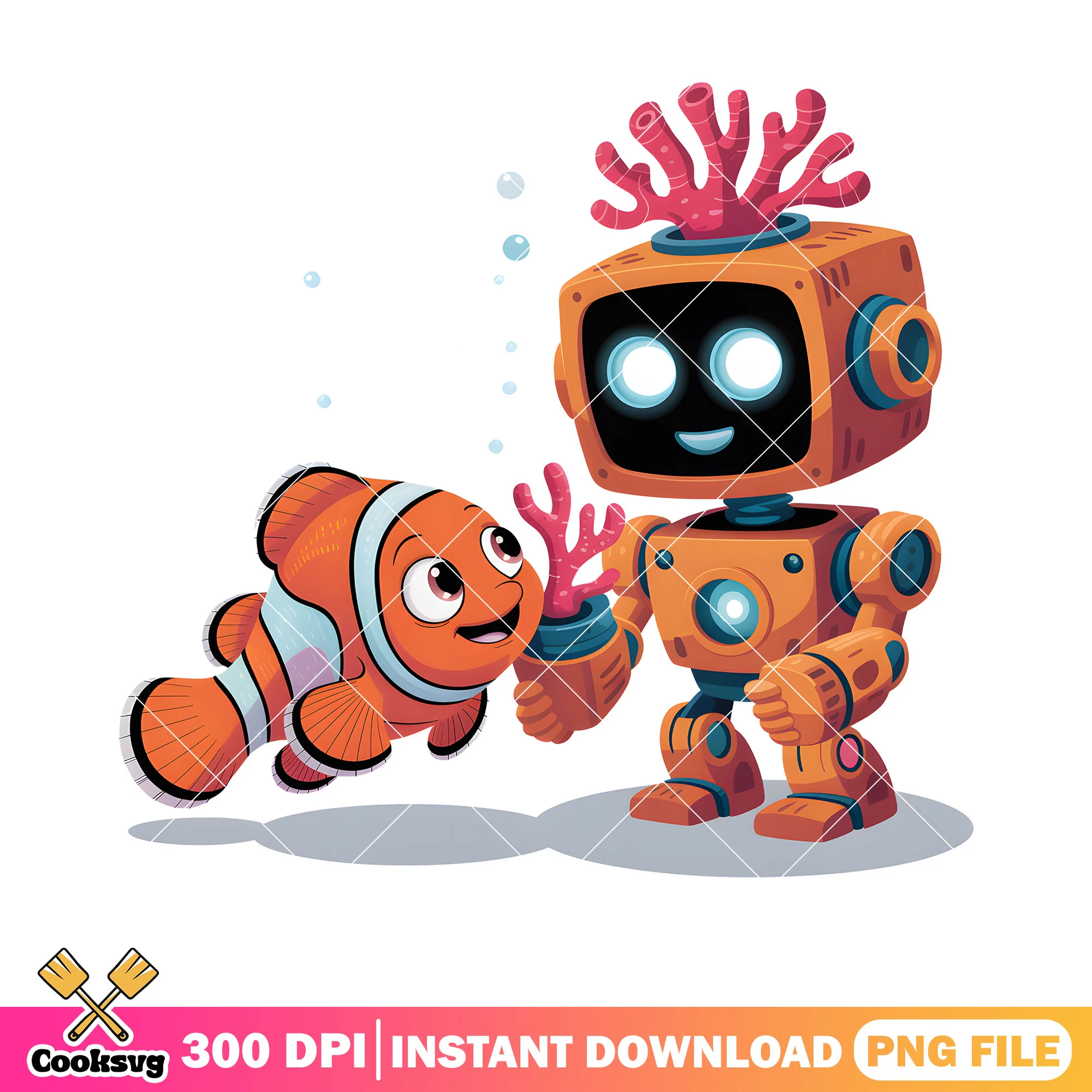 Nemo say hello wo robot png, finding nemo png, disney design png