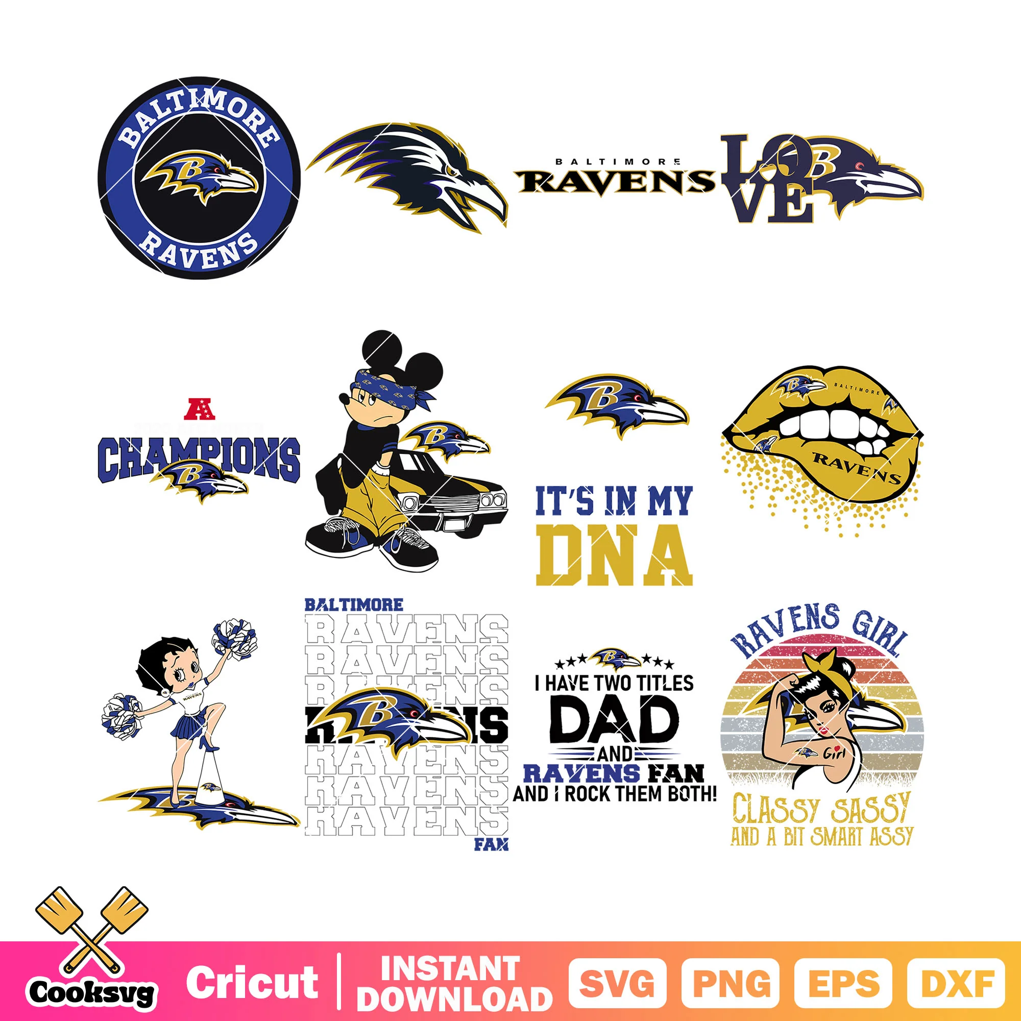 NFL fingerprints bundle svg, raven baltimore svg, mickey mouse svg