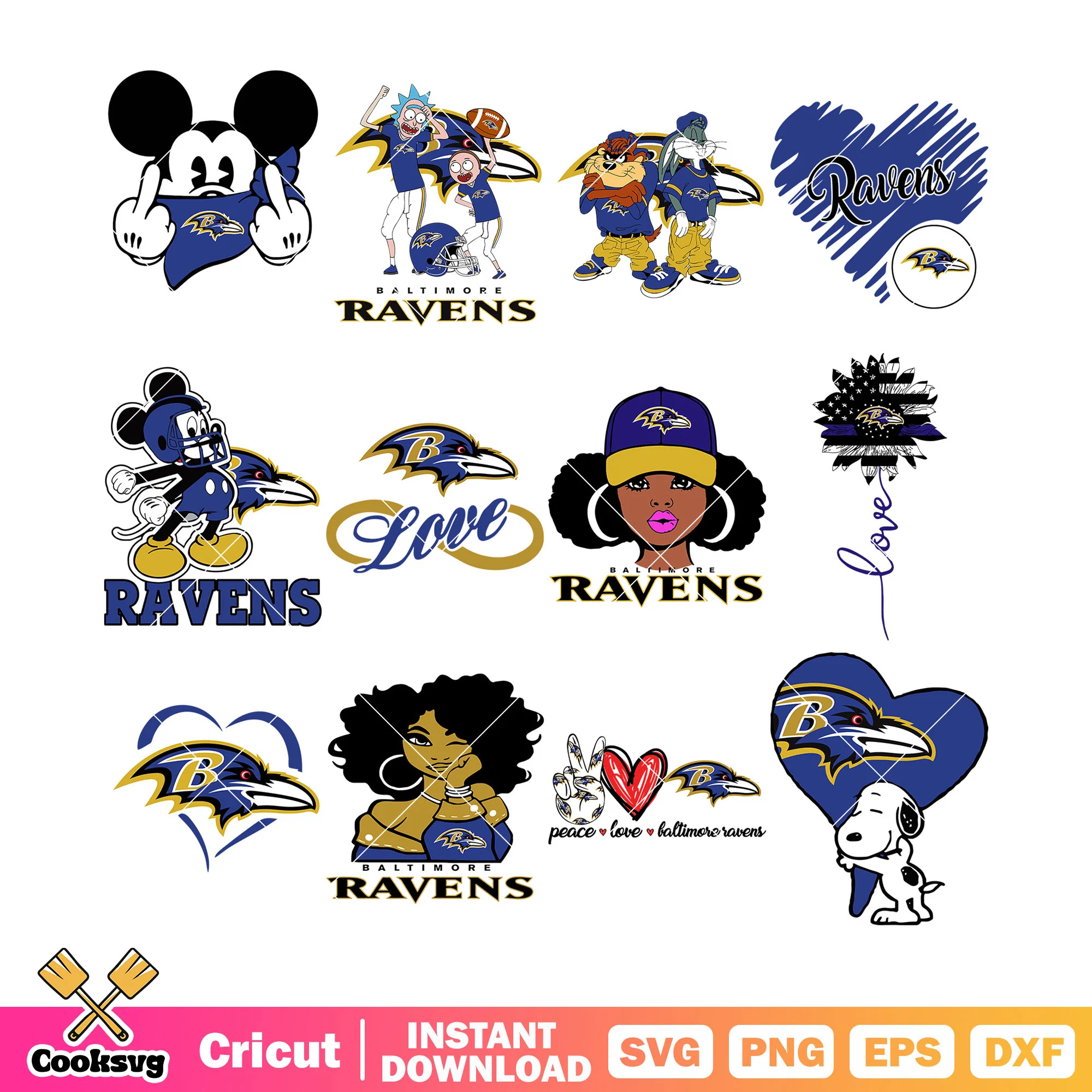 NFL football team bundle svg, tasmania devils svg, baltimore raven svg
