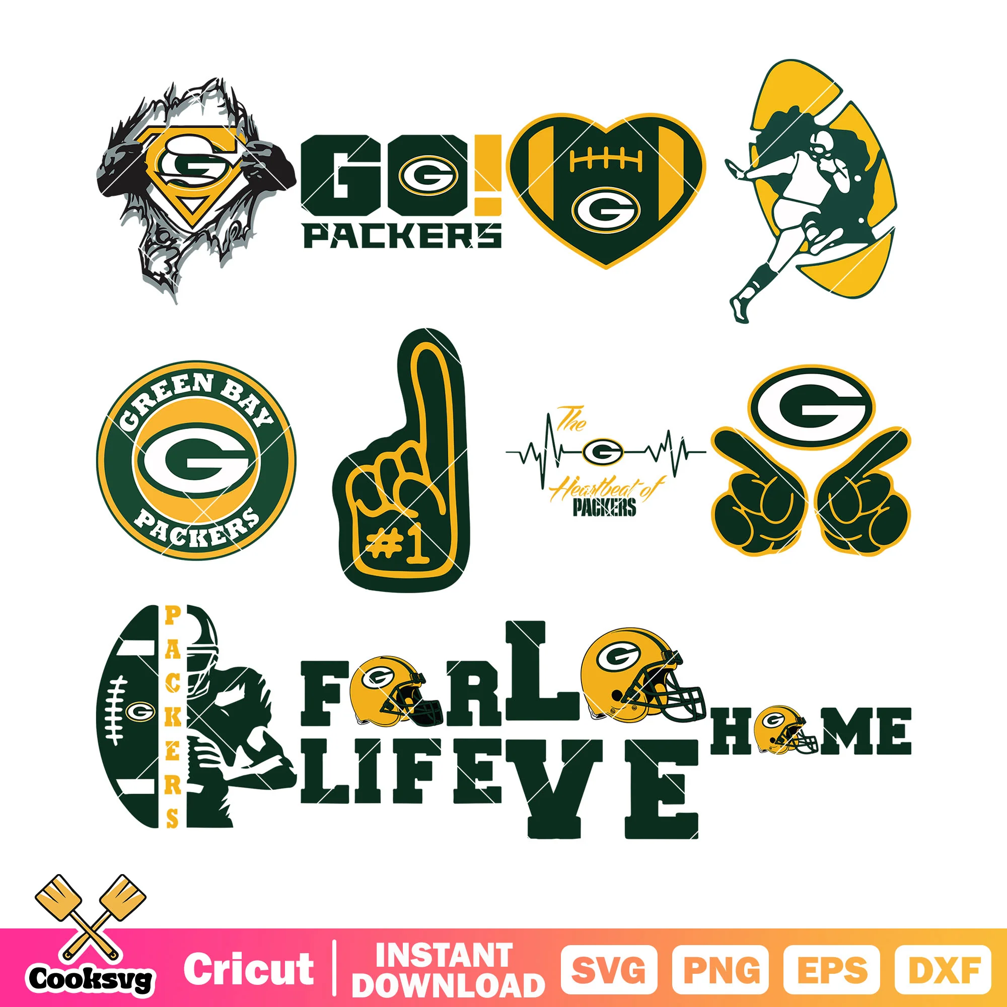 NFL football team packer bundle svg, green bay packer svg, nfl player svg