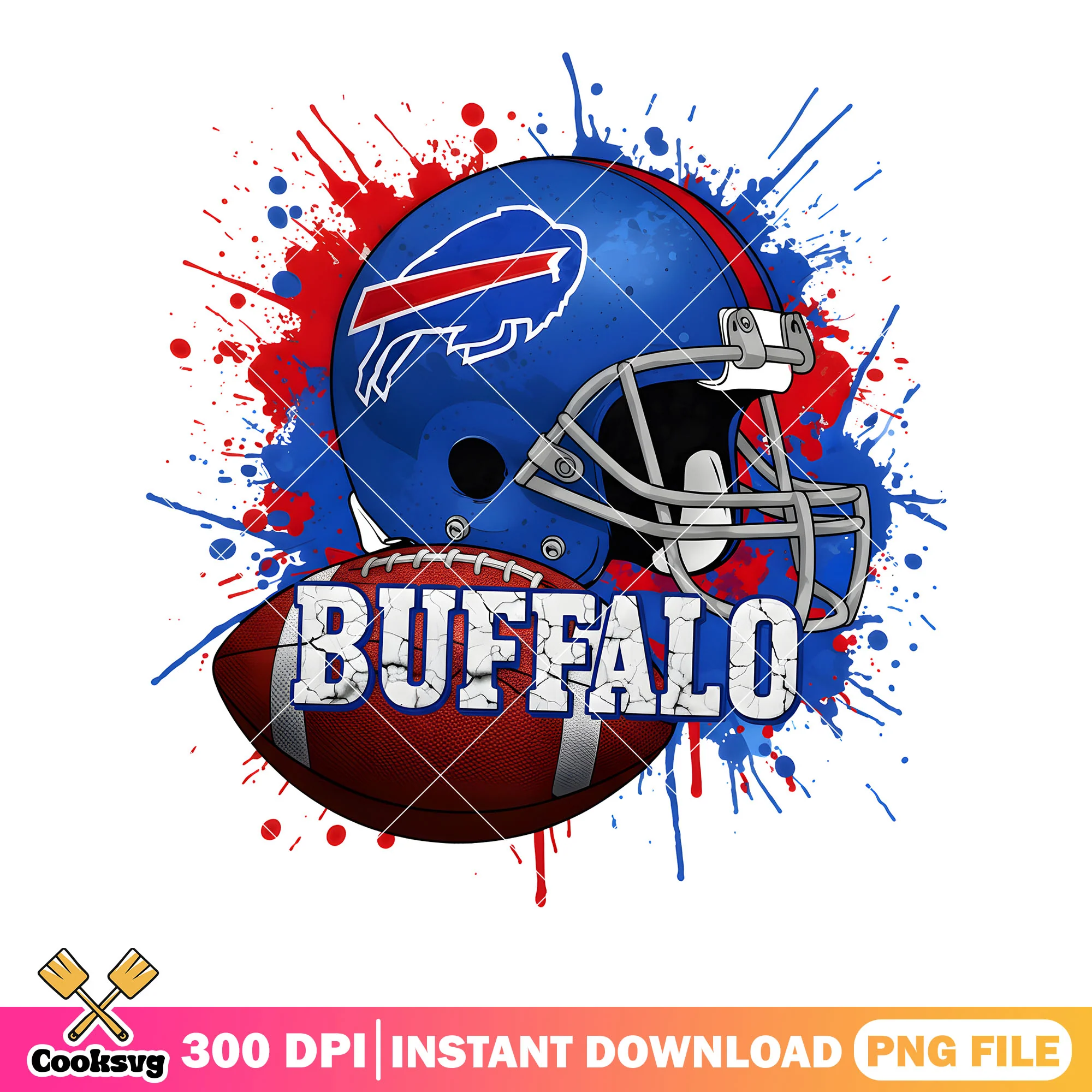 Nfl team hat png, buffalow bills png, red and blue painting png