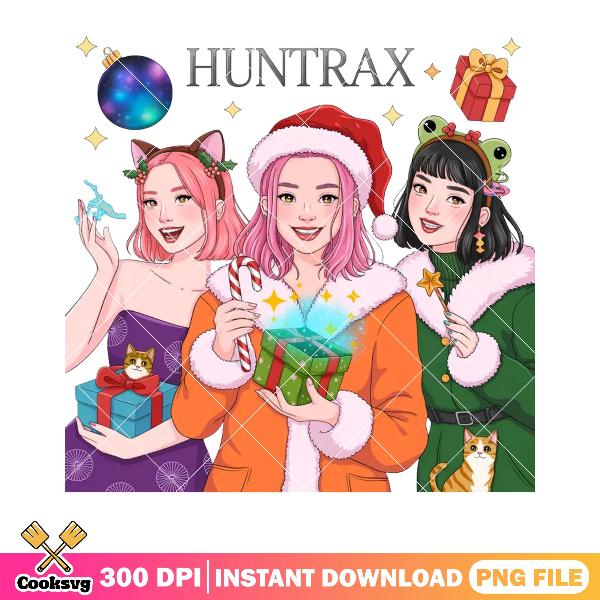 Night noel huntrix png, christmas decor png, kpop demon hunters png
