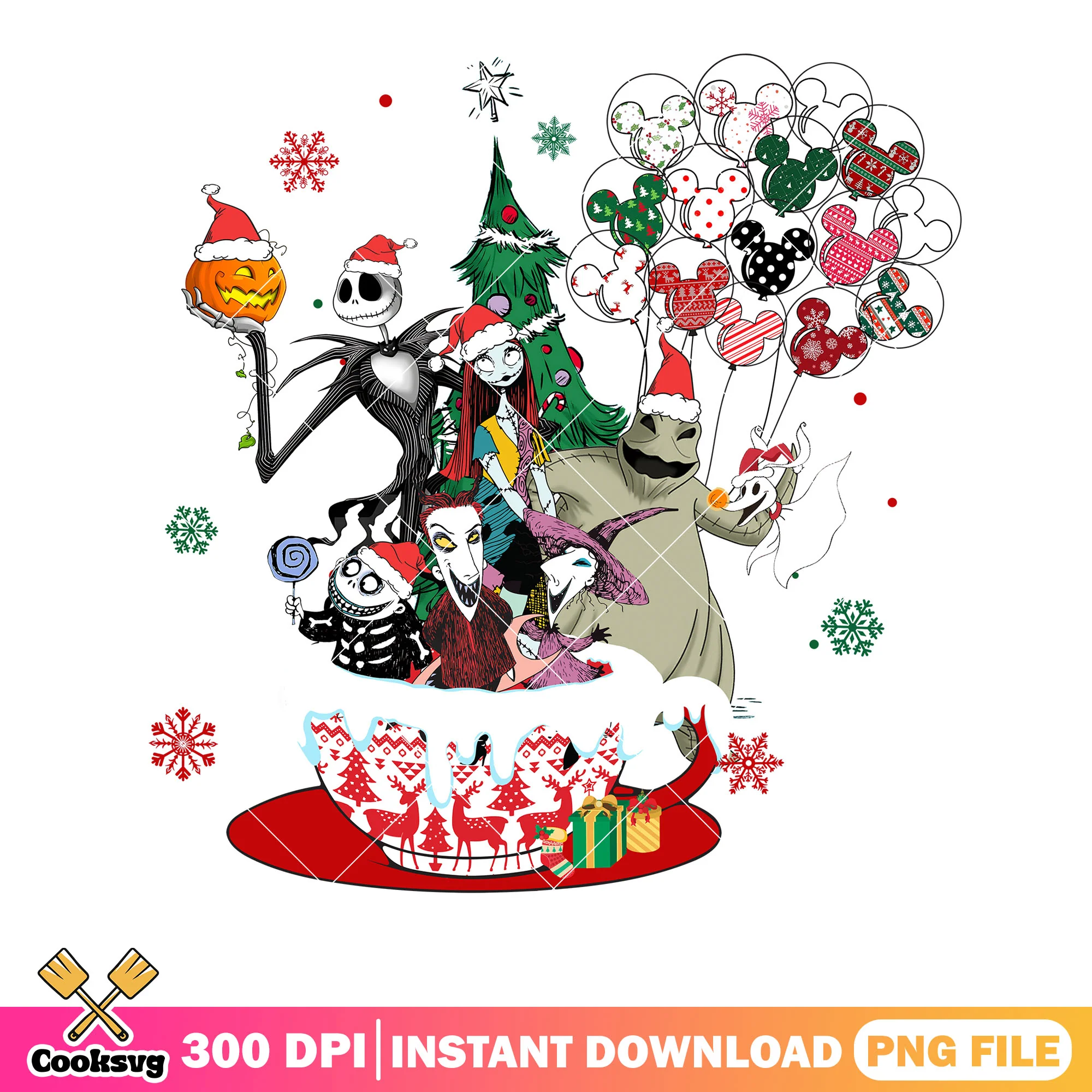 Nightmare tea christmas png, christmas tree png, Oogie Boogie png
