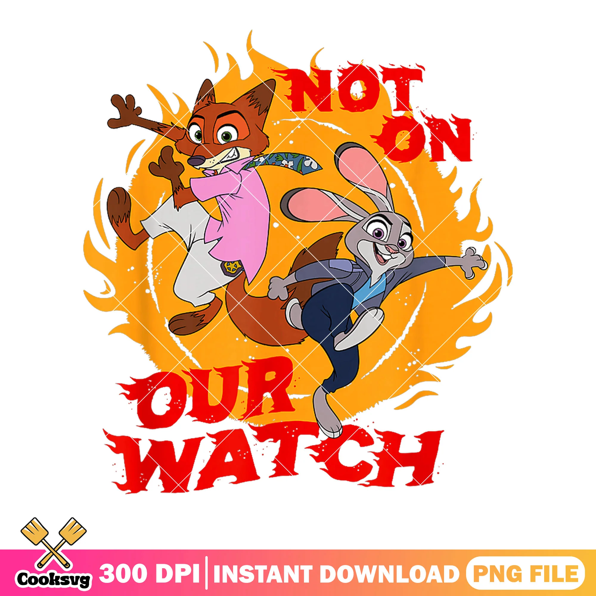 Not on our watch png, zootopia poster png, zootopia couple png
