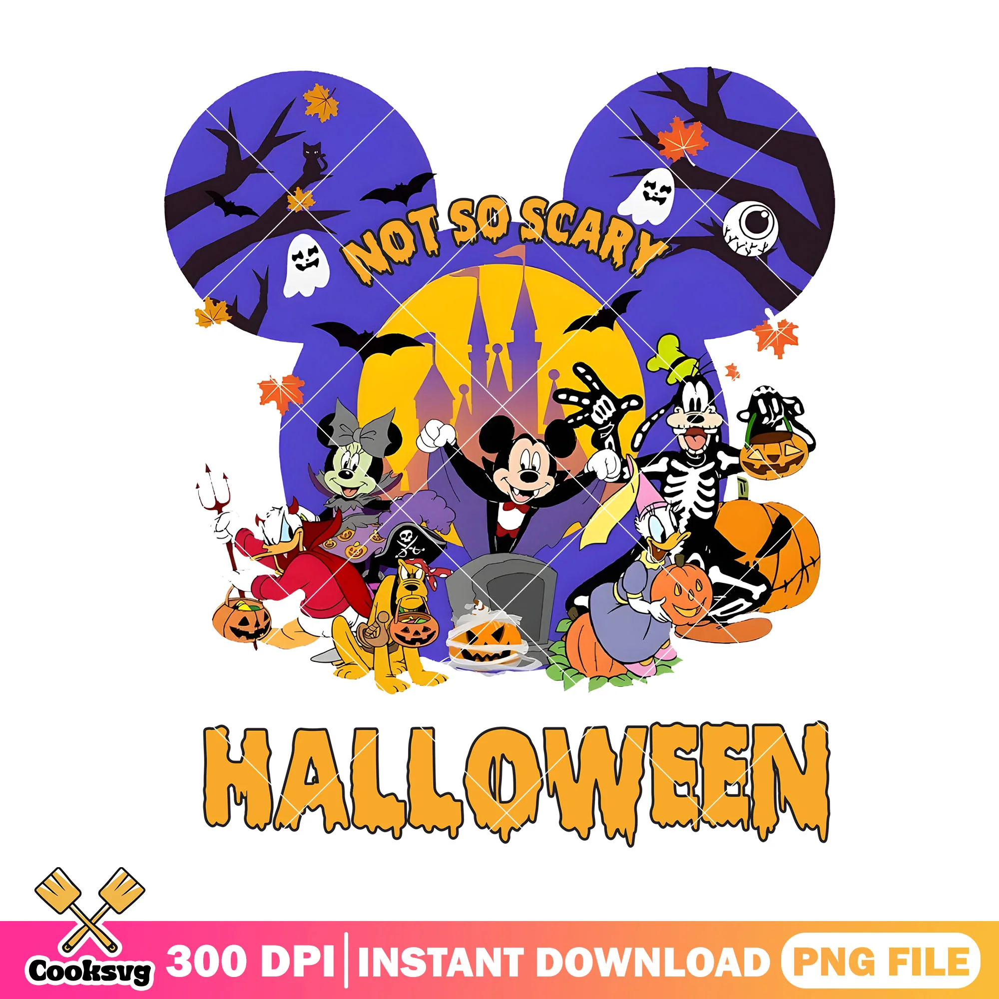 Not so scary halloween design png, mickeys not so scary png