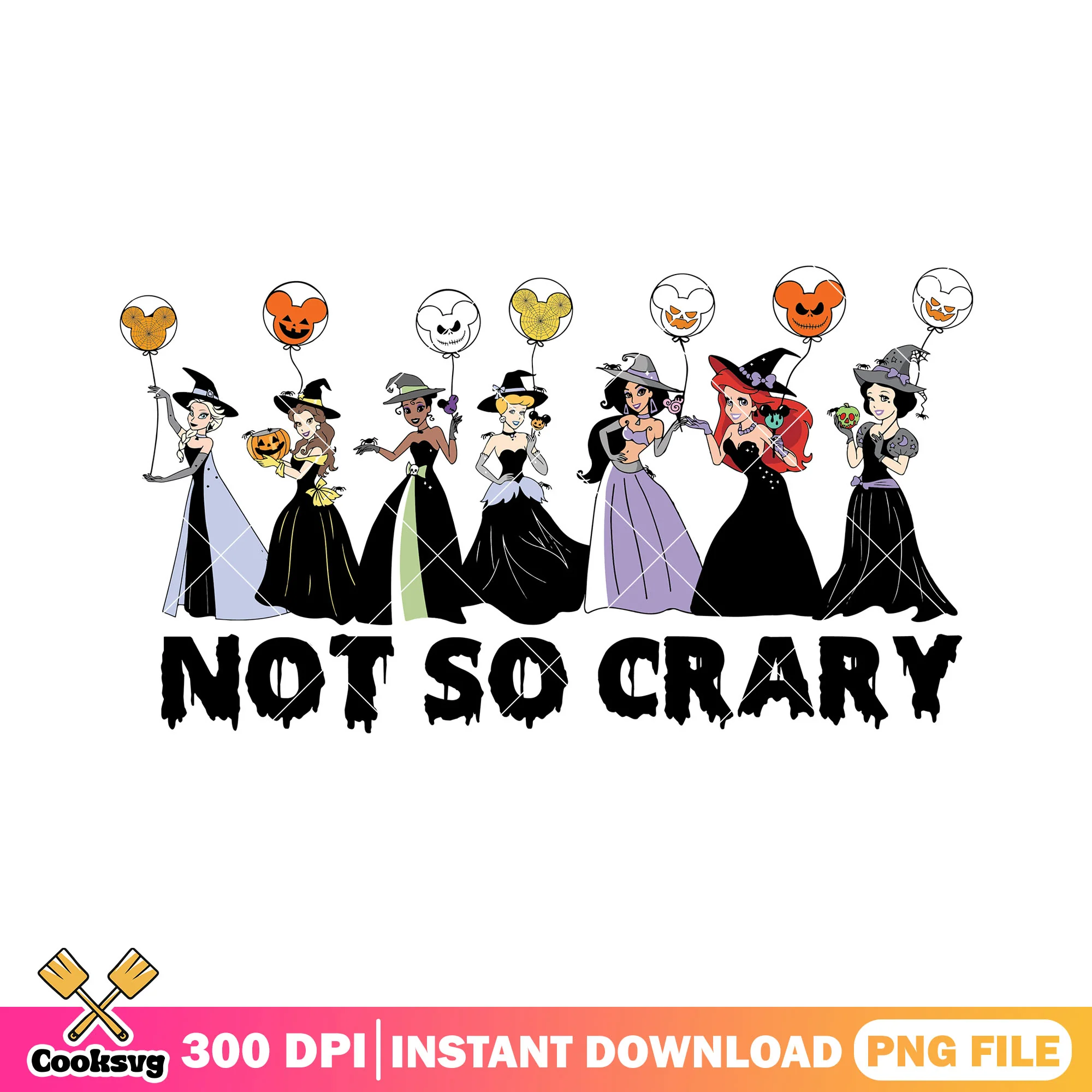 Not so scary princess png, halloween custome png, disney princess png