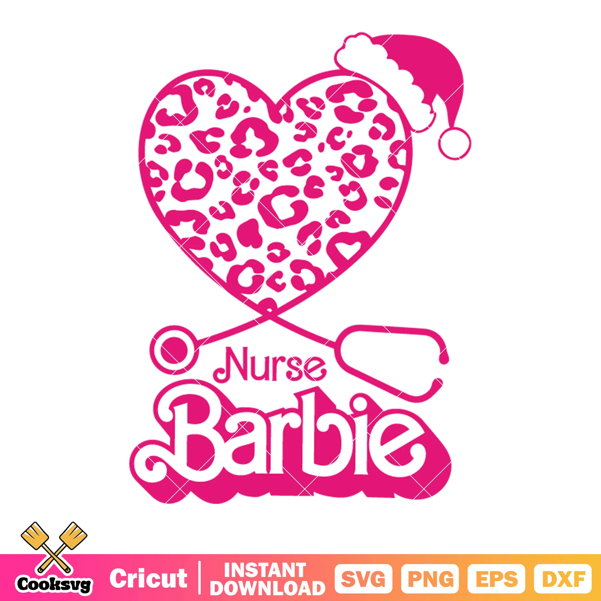 Nurse barbie svg, santa claus hat svg, pink heart svg