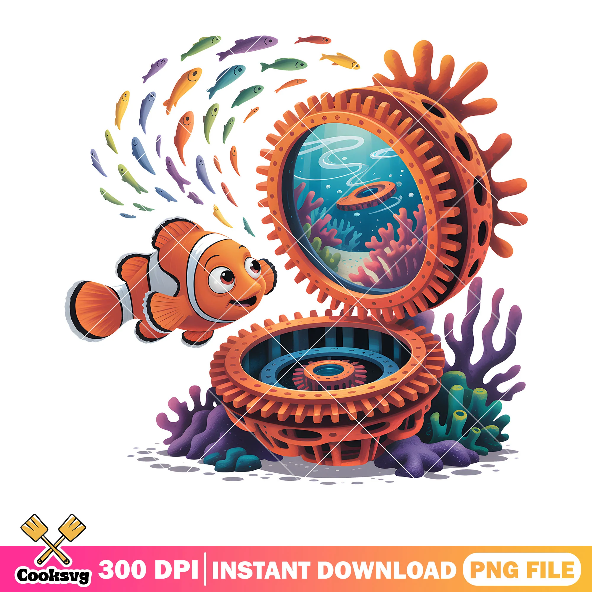 Ocean treasure nemo poster png, finding nemo png, disney character png