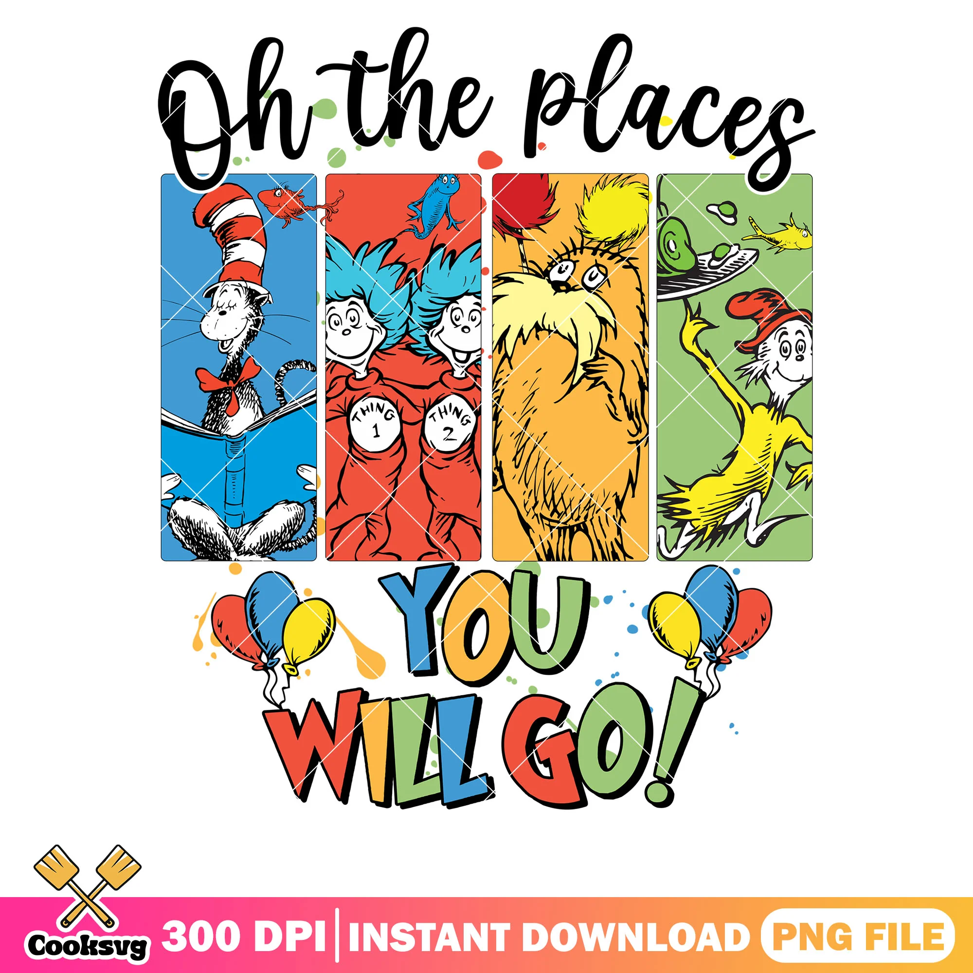Oh the place dr seuss with friends png, dr seuss quote png
