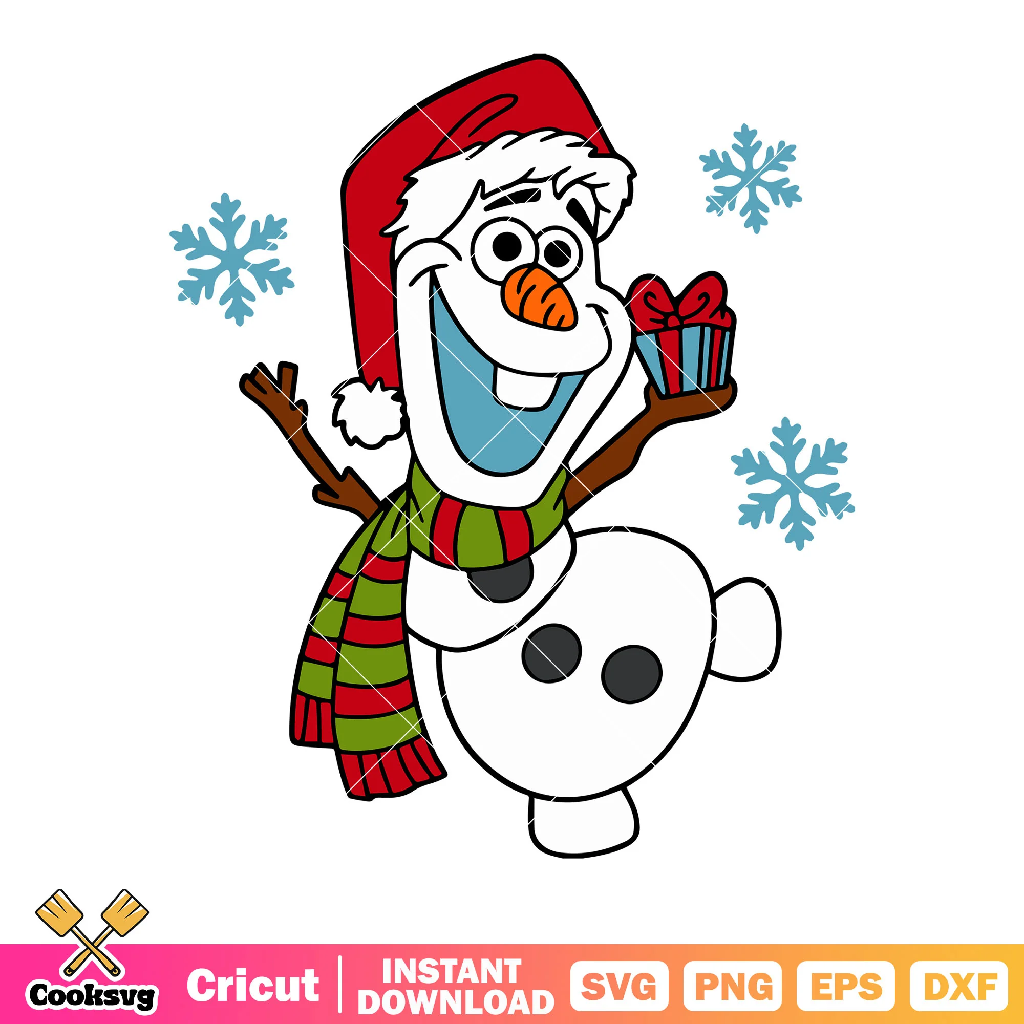 Olaf carrot nose svg, santa claus hat svg, snowflake svg
