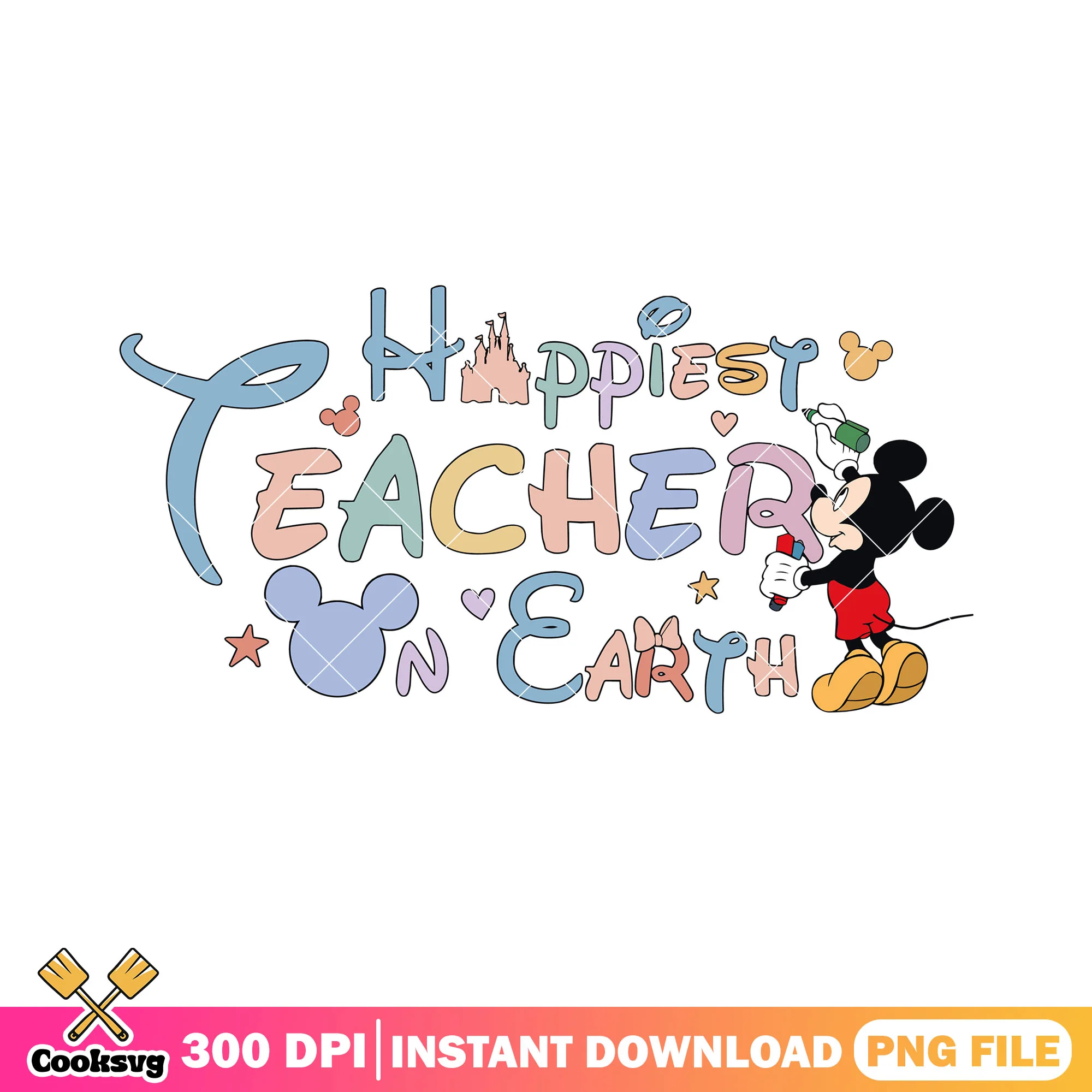 On earth happiest teacher png, mickey cartoon png, back to school art png
