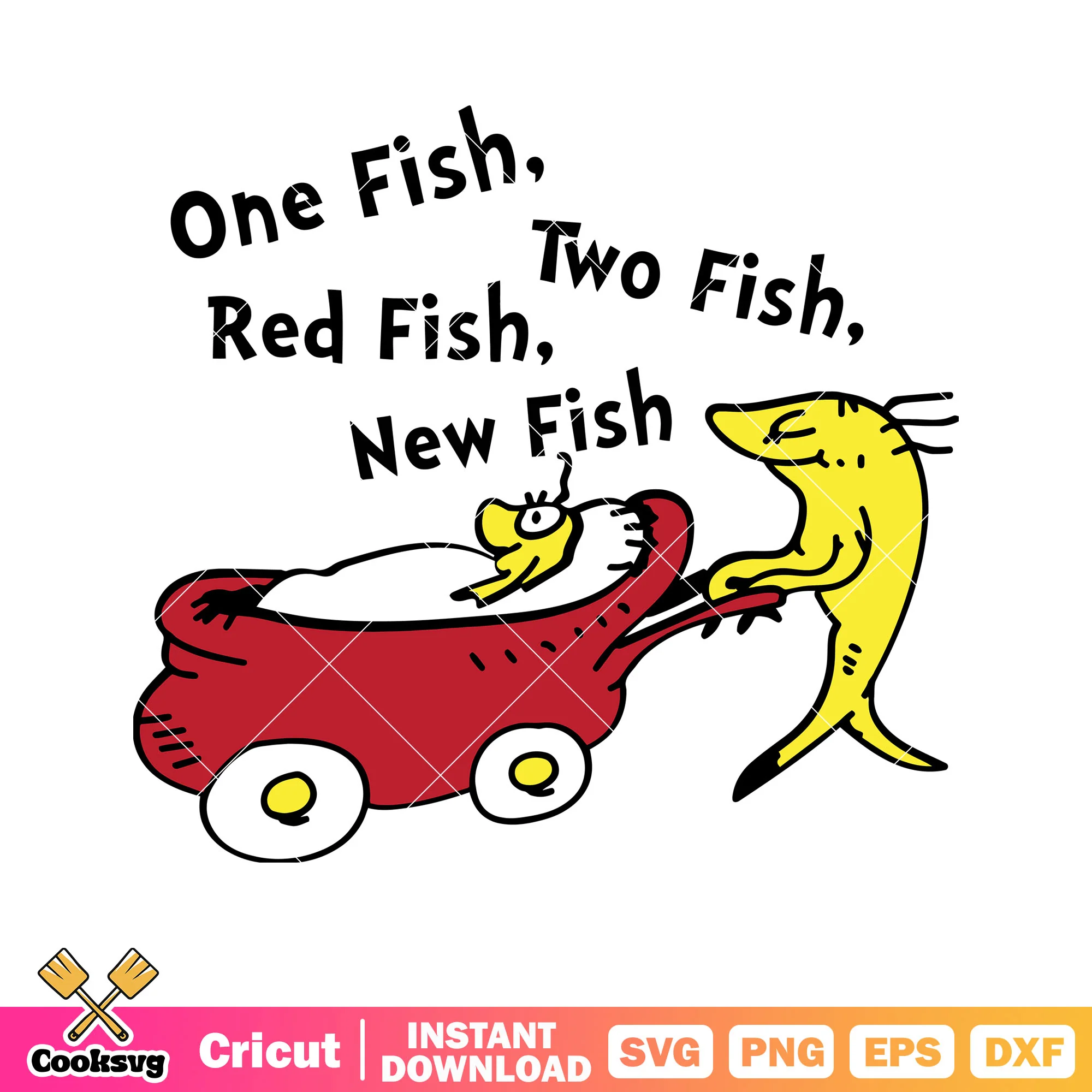 One fish two fish red fish new fish svg, dr seuss fish svg