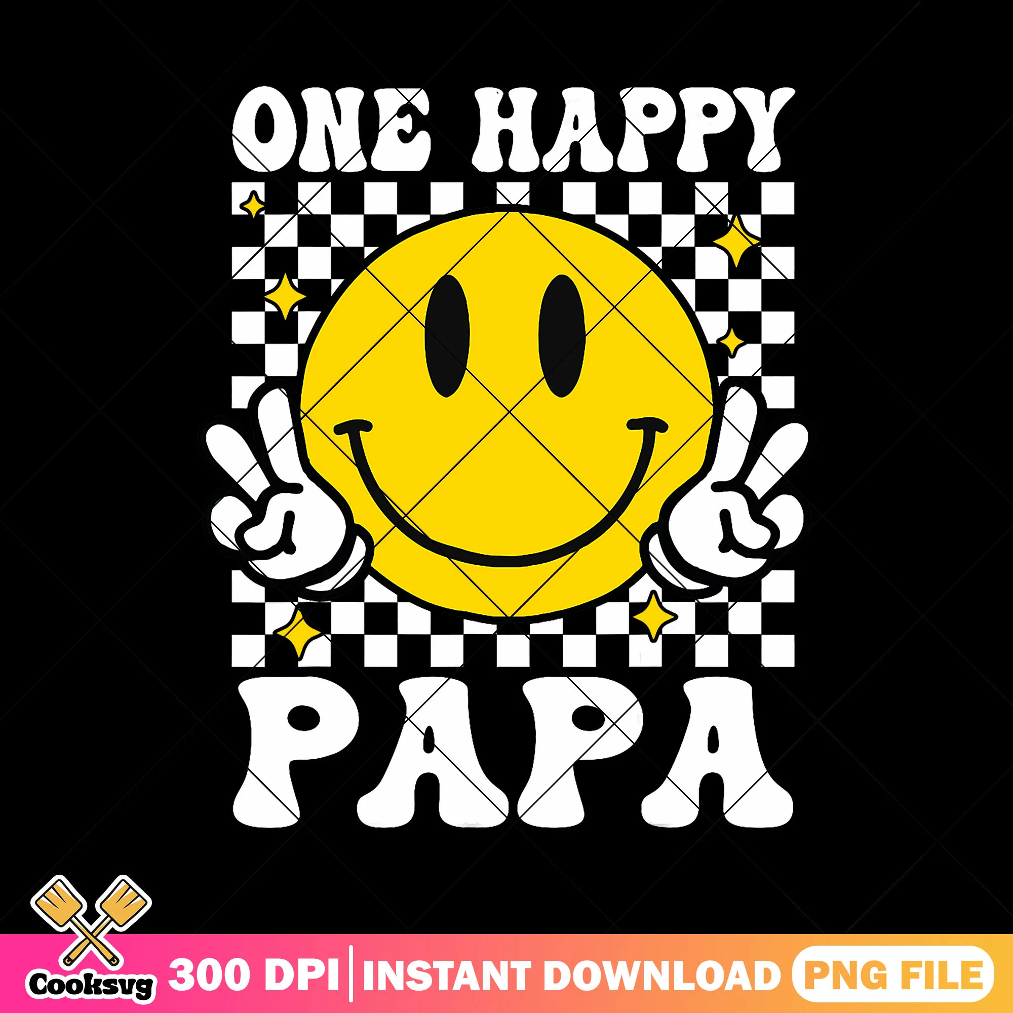 One happy papa png, funny dad png, smile face png, checkered dad png