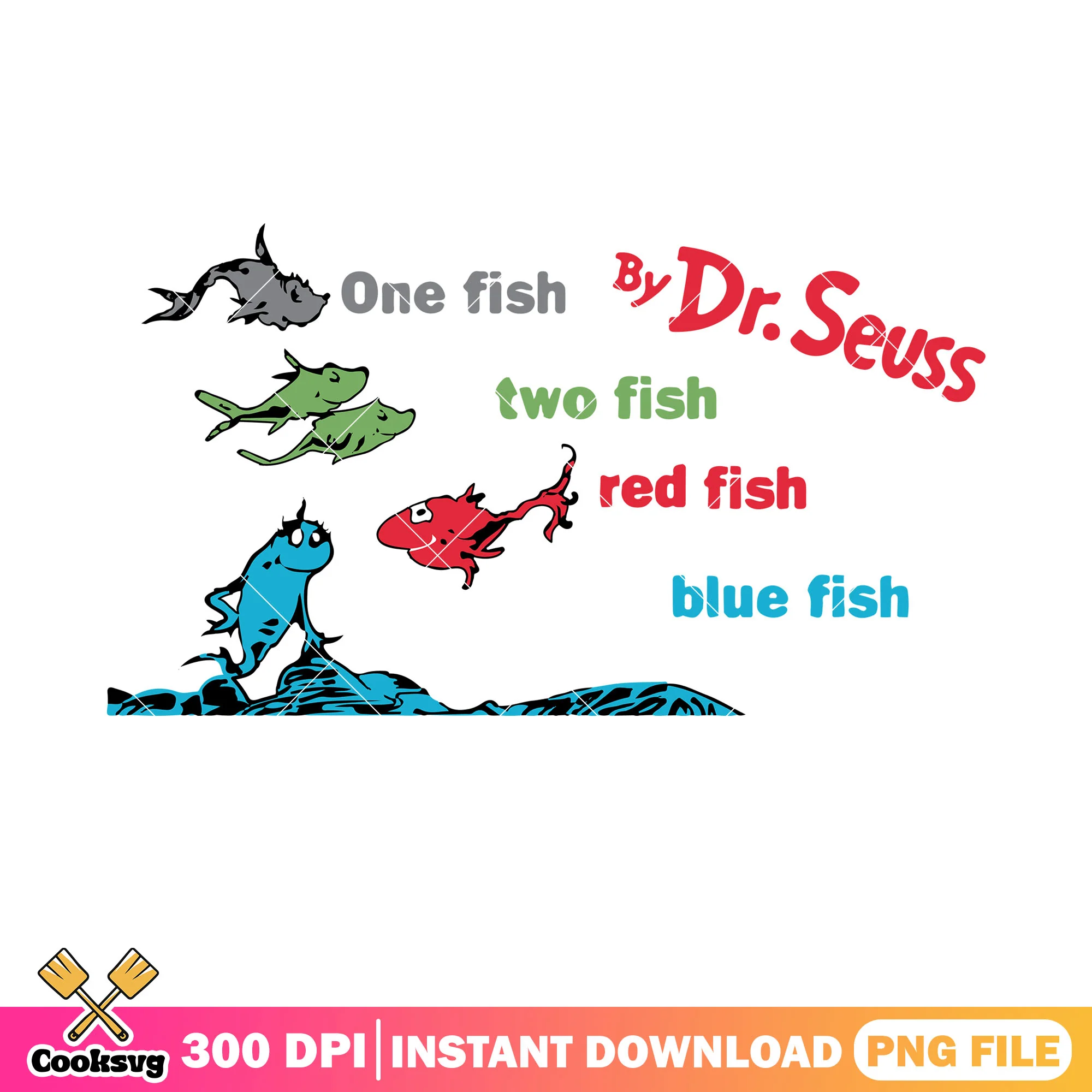 One two red blue fish dr seuss png, dr seuss fish png, dr seuss png