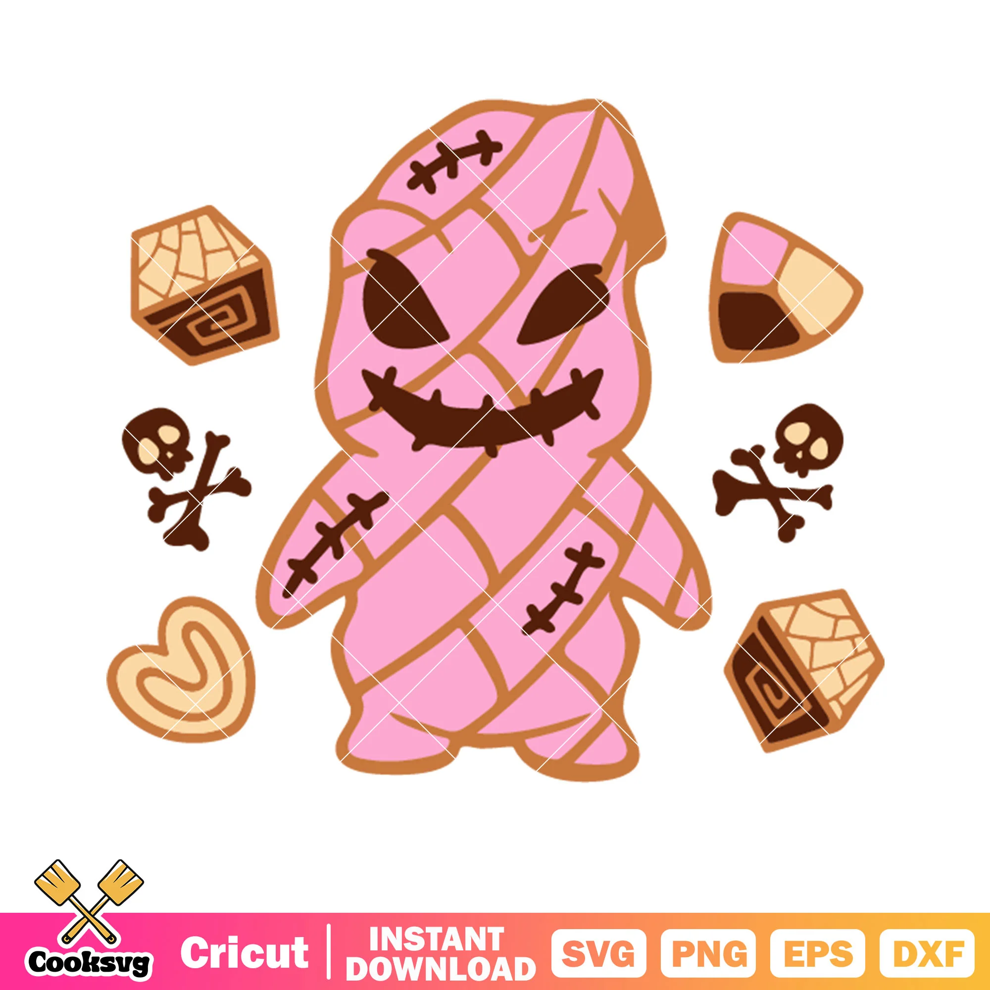 Oogie boogie svg, skull skeleton svg, heart cookies svg