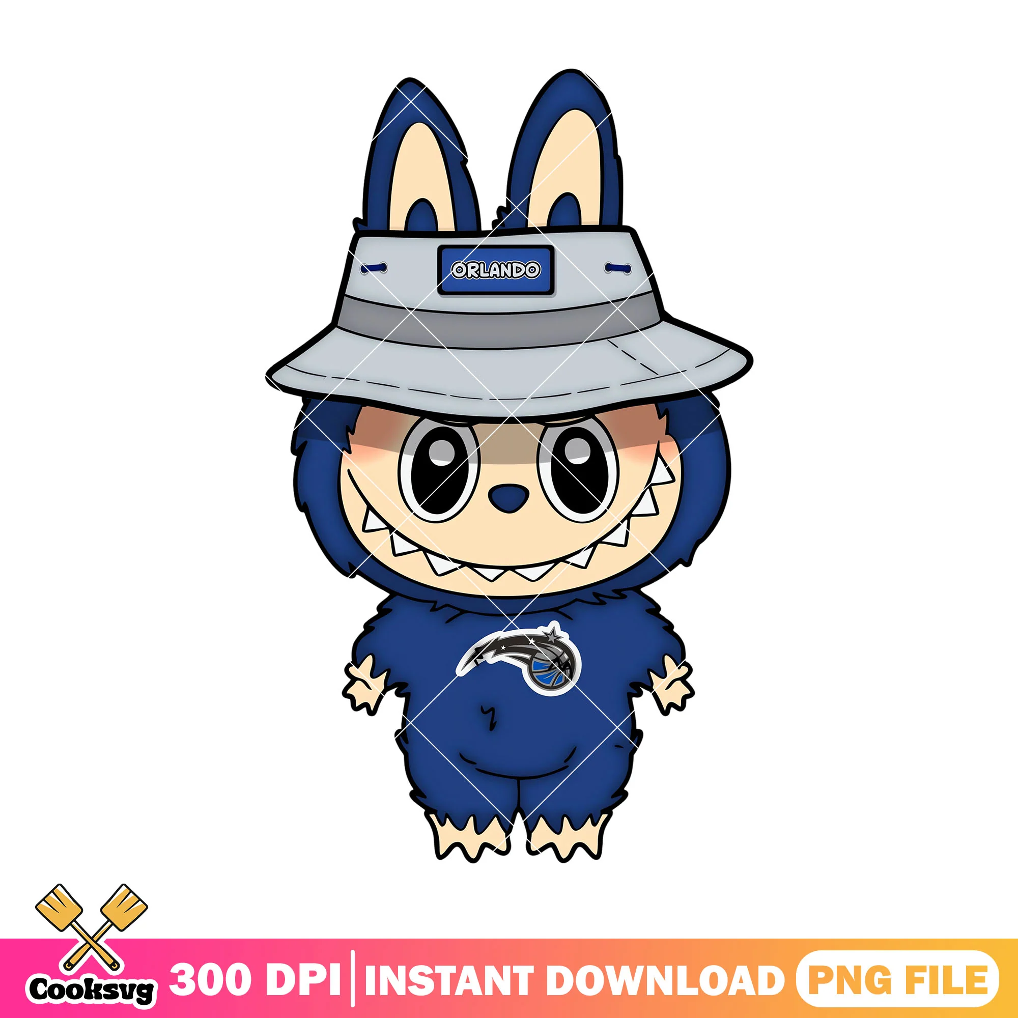 Orlando labubu baseball team png, labubu blue png, labubu cute png