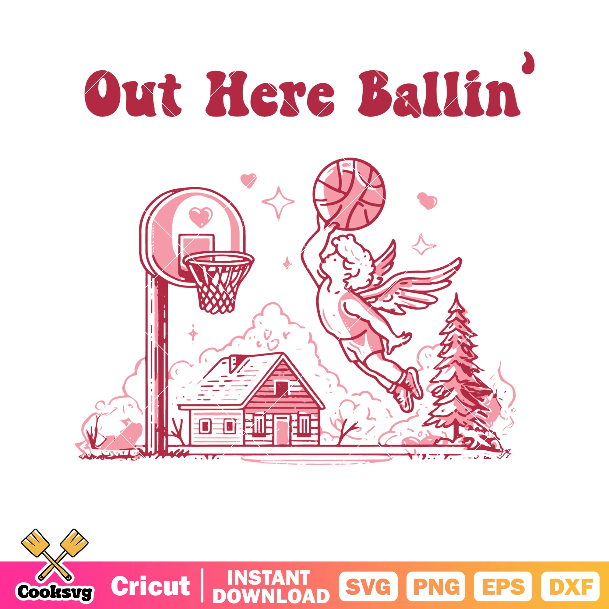 Out here ballin cupid valentine svg, cupid valentine svg, pink valentine svg