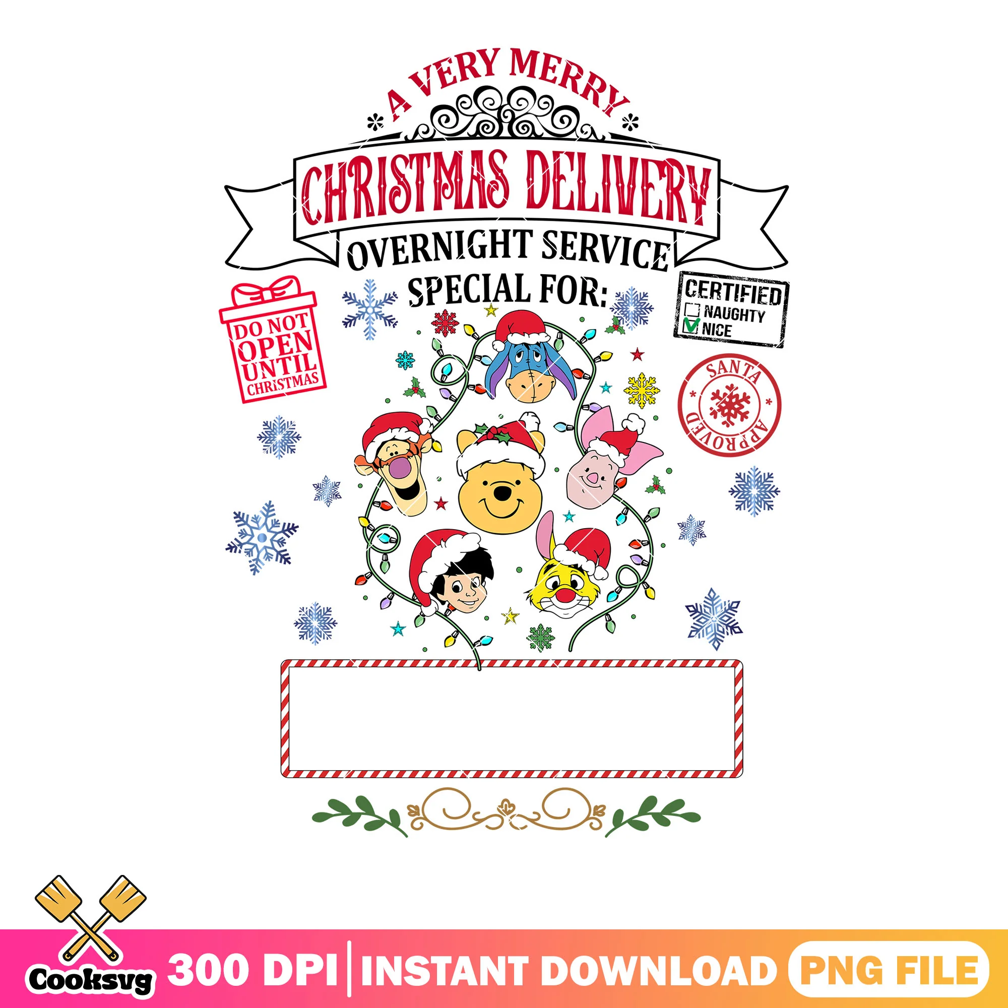 Overnight service special png, christmas vibes png, winnie the pooh png