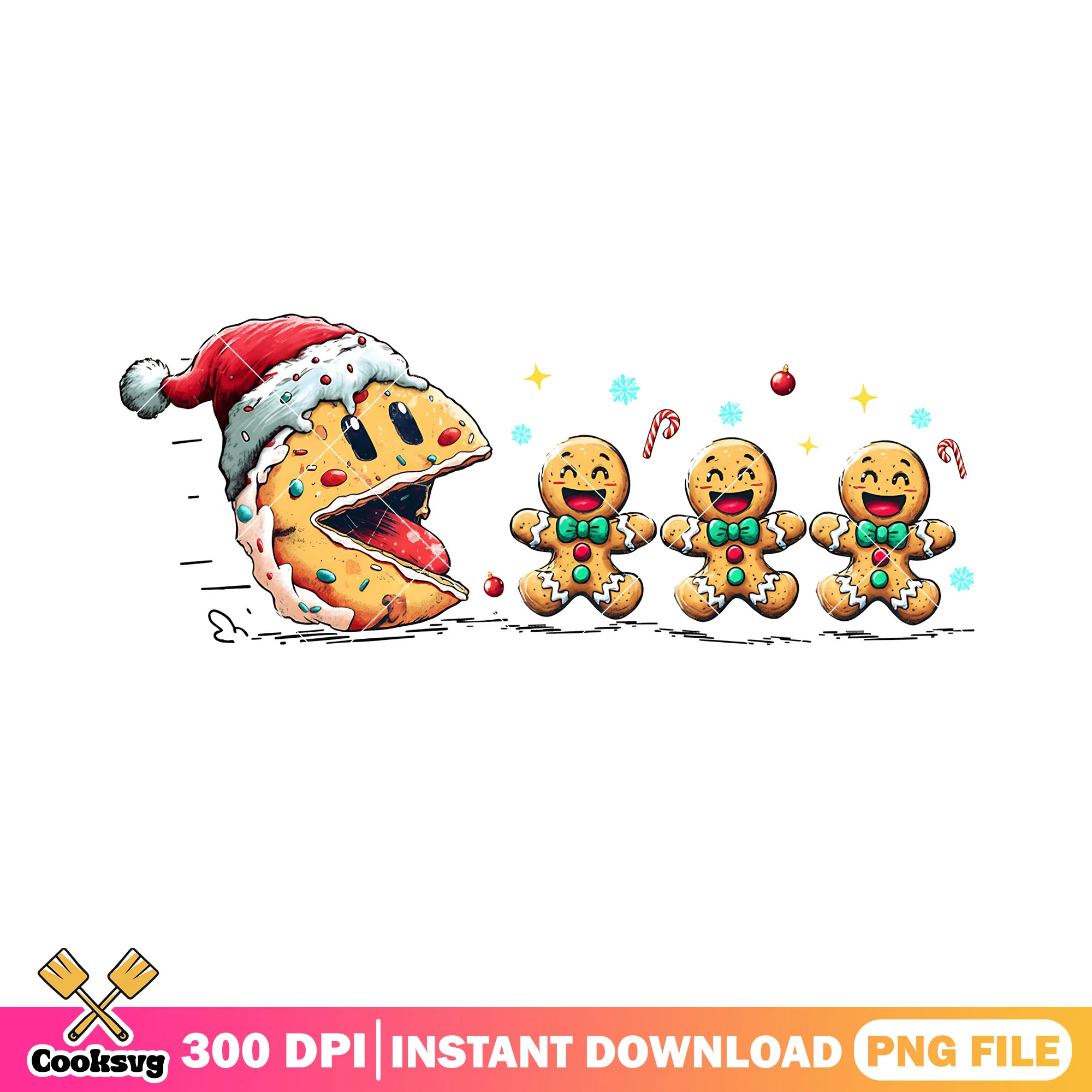 Pacman cookies png, gingerbread man png, happy christmas png