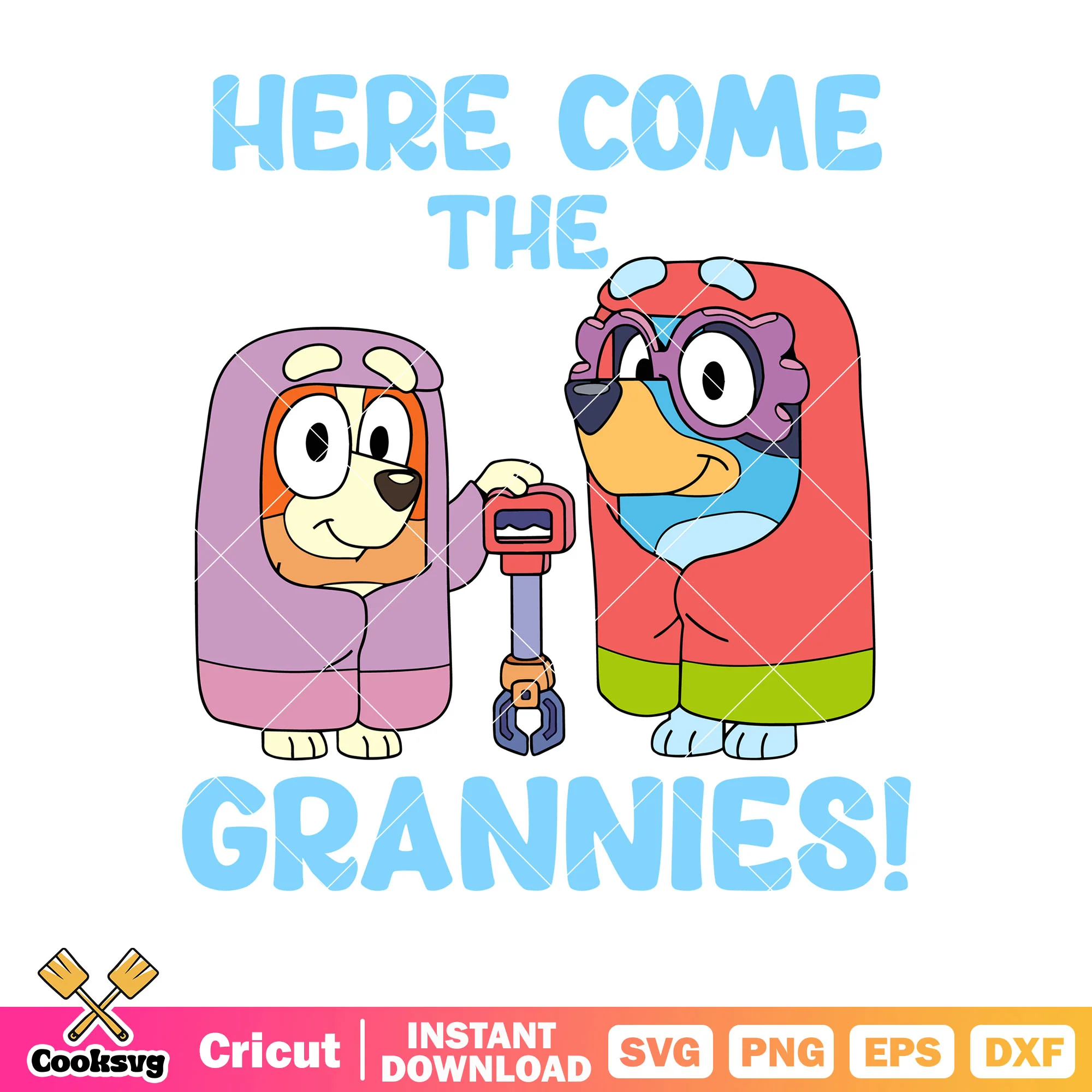 Pajamas bluey here come the grannies svg, bluey bingo svg, bluey playset svg