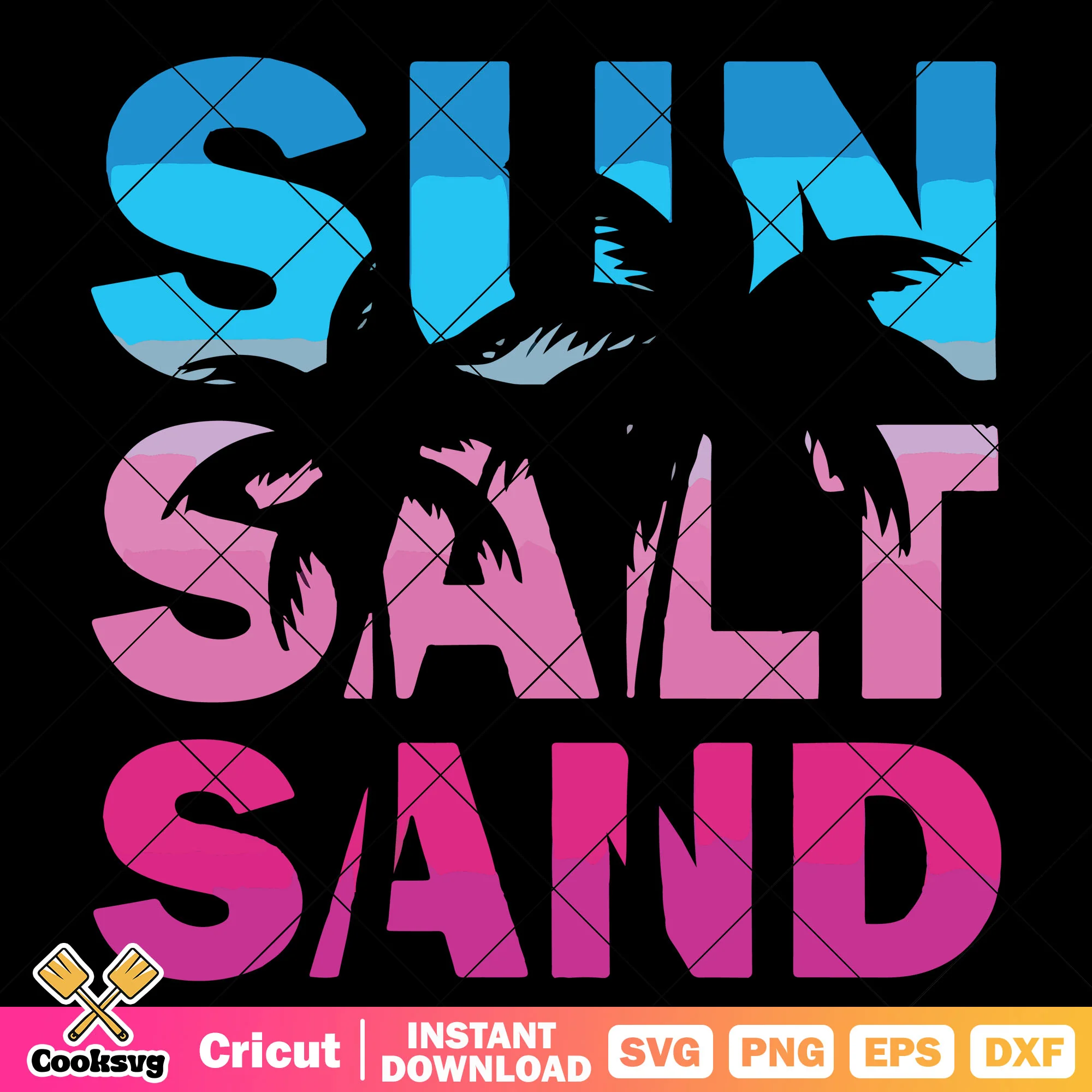 Palm summer sun salt and sand svg, beach summer svg, sun salt sand svg