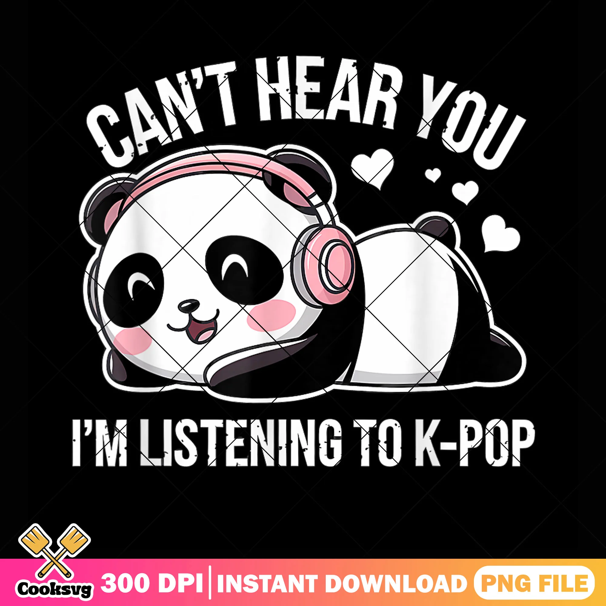 Panda listen to kpop png, kpop netflix png, kpop huntrix png