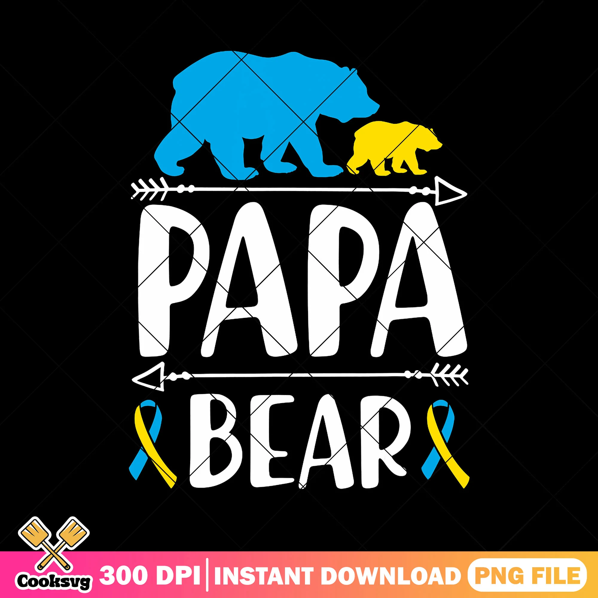 Papa bear down syndrome awareness png, best dad png, syndrome day png