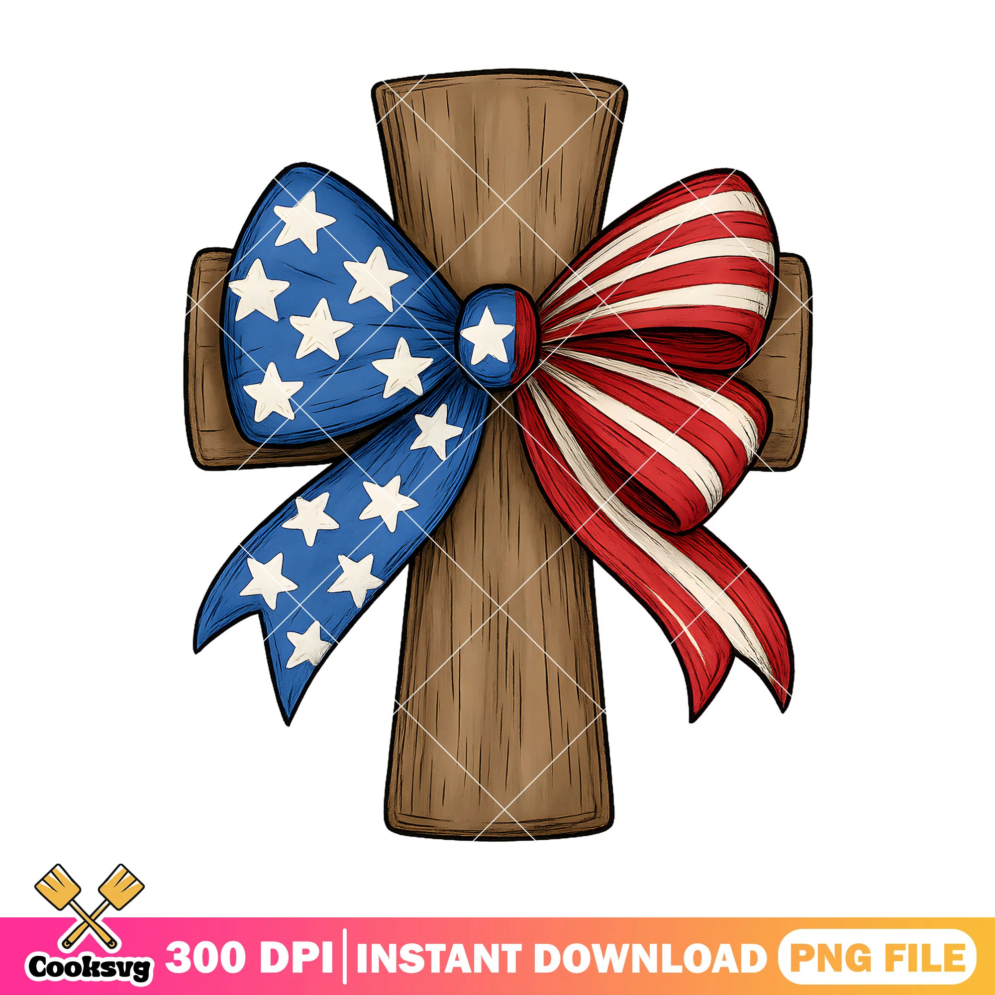 Patriot Cross america png design, america bow tie png, patriotic america png