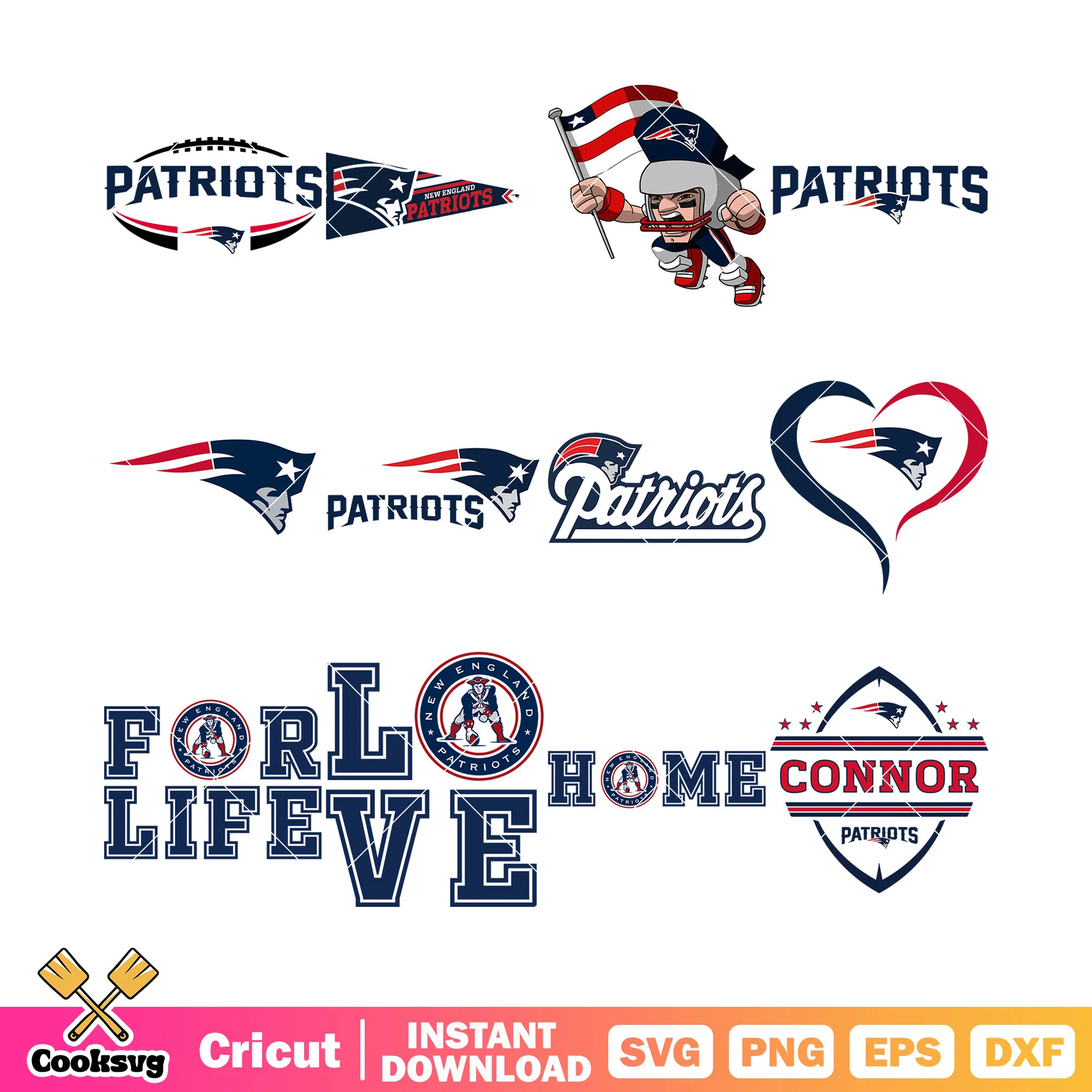 Patriots home bundle svg, new england patriots svg, flying elvis svg