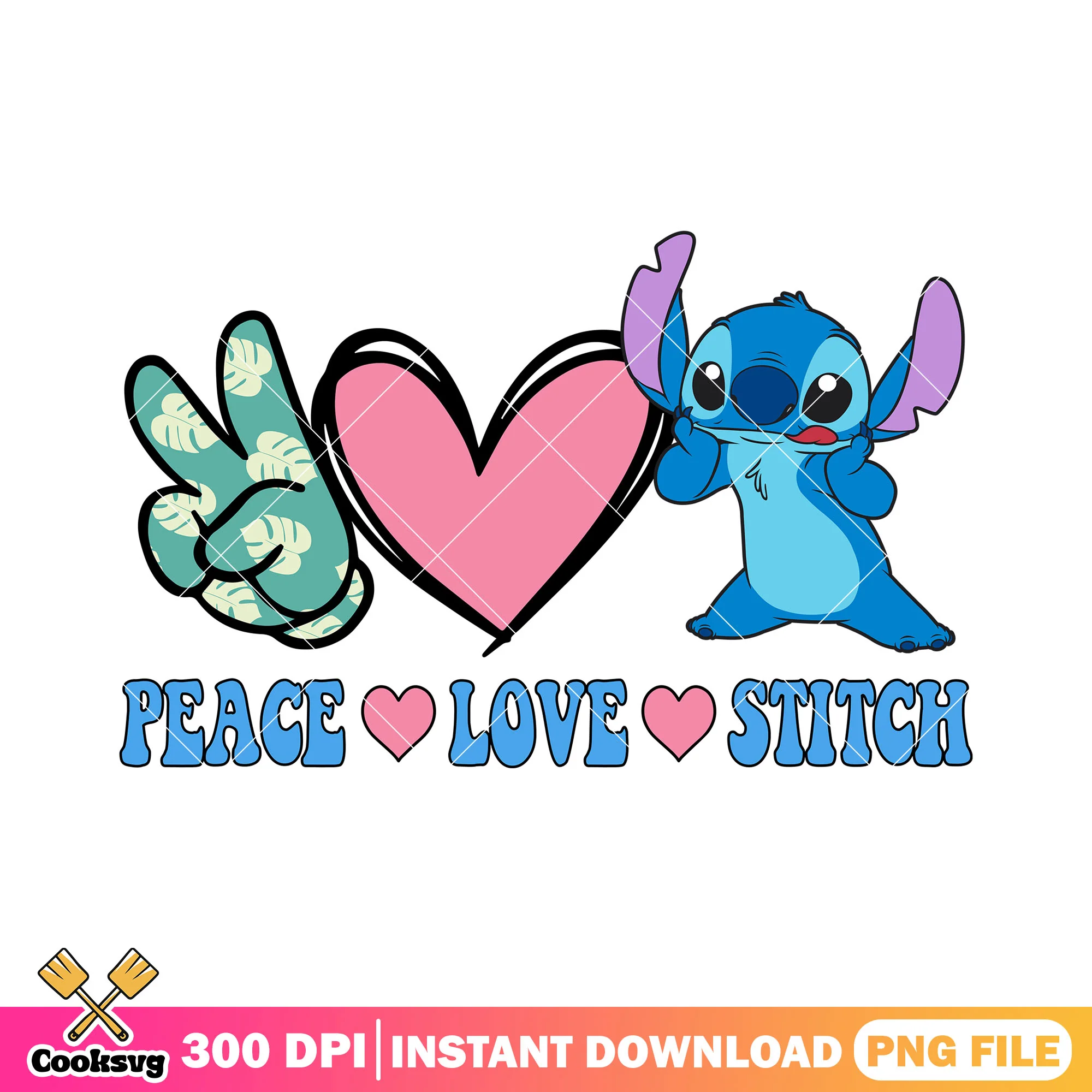 Peace love stitch disney png, love stitch png, cute stitch png