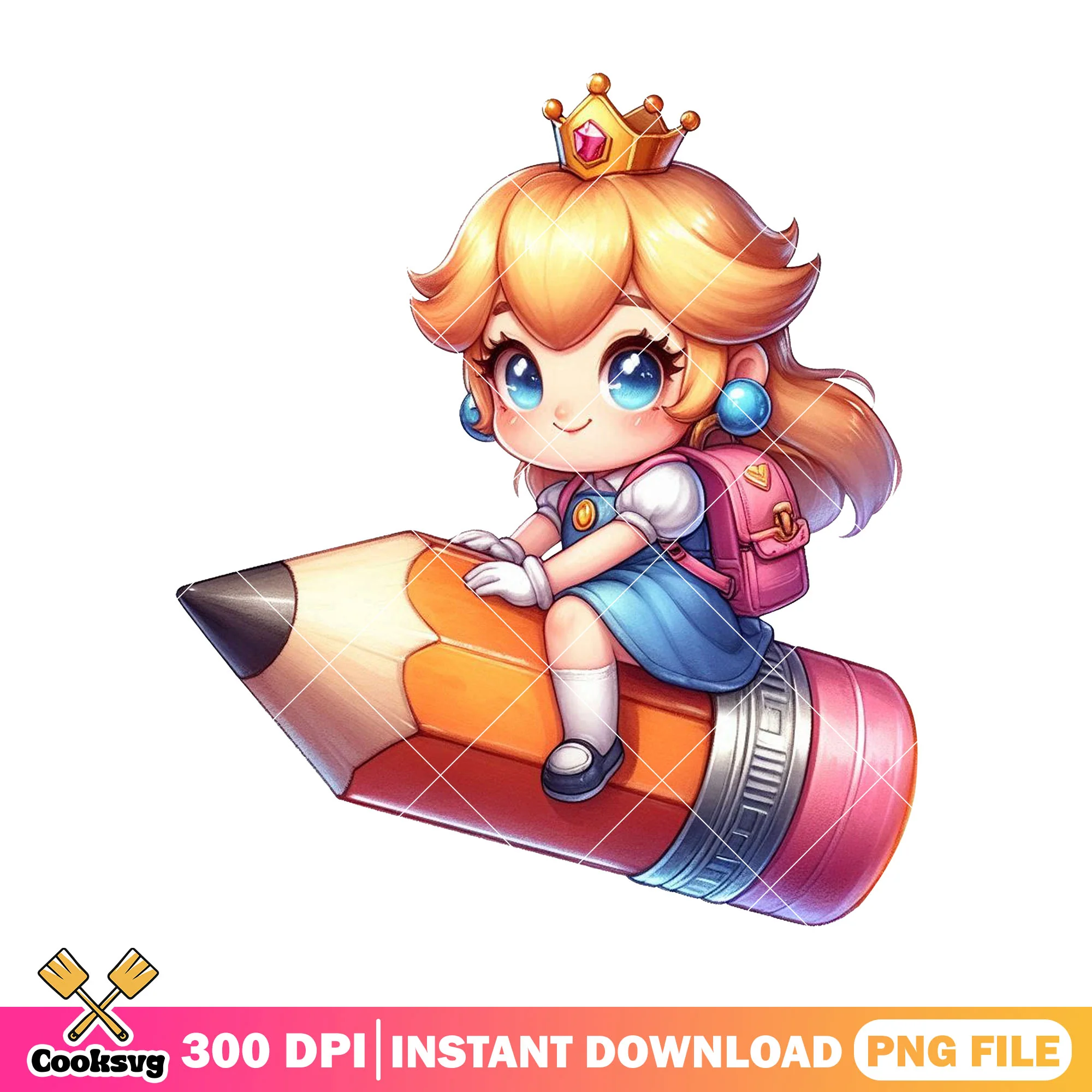 Peach with big pencil png, back to school idea png, peach outfit png