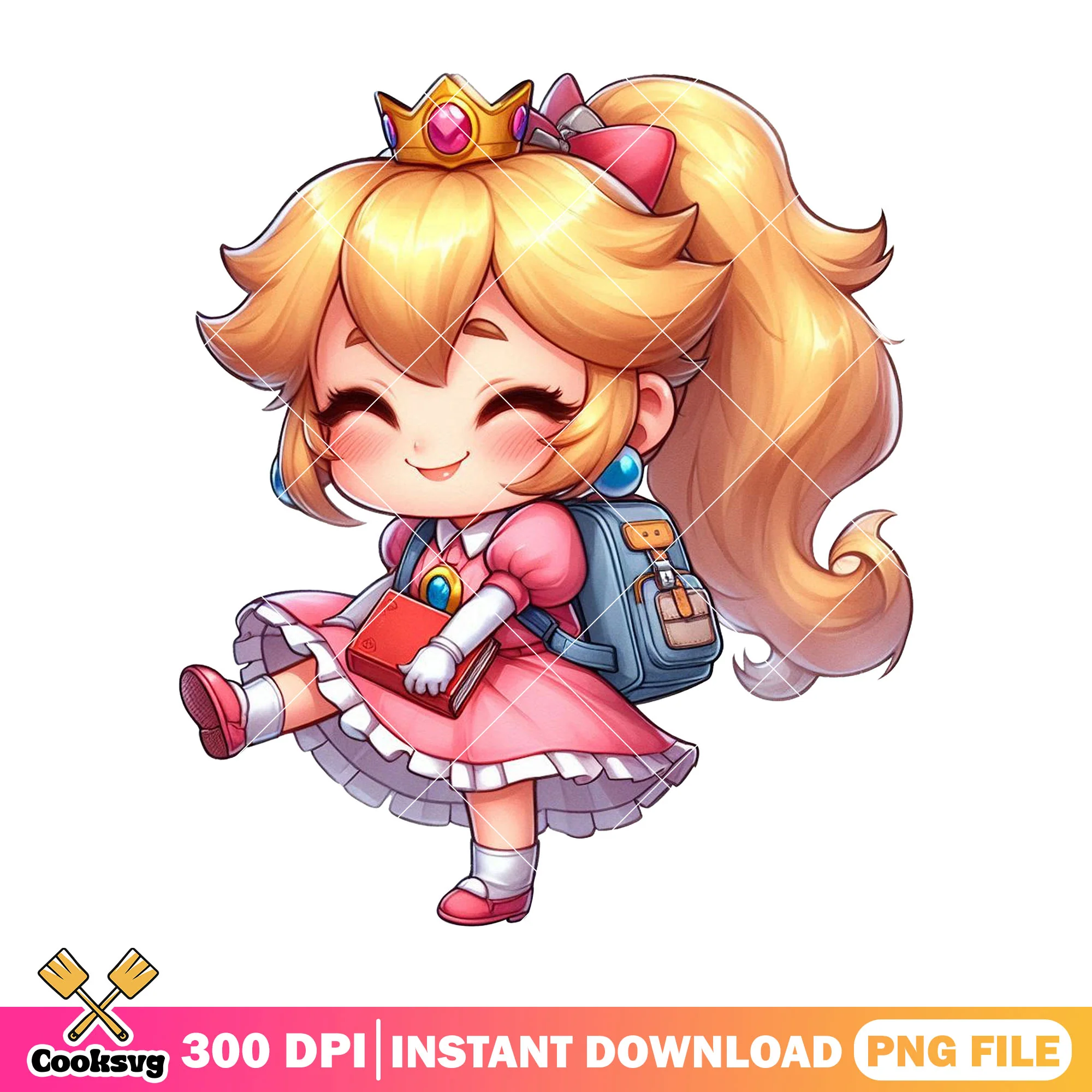 Peach with blue bag png, back to school outfit png, peach dress png